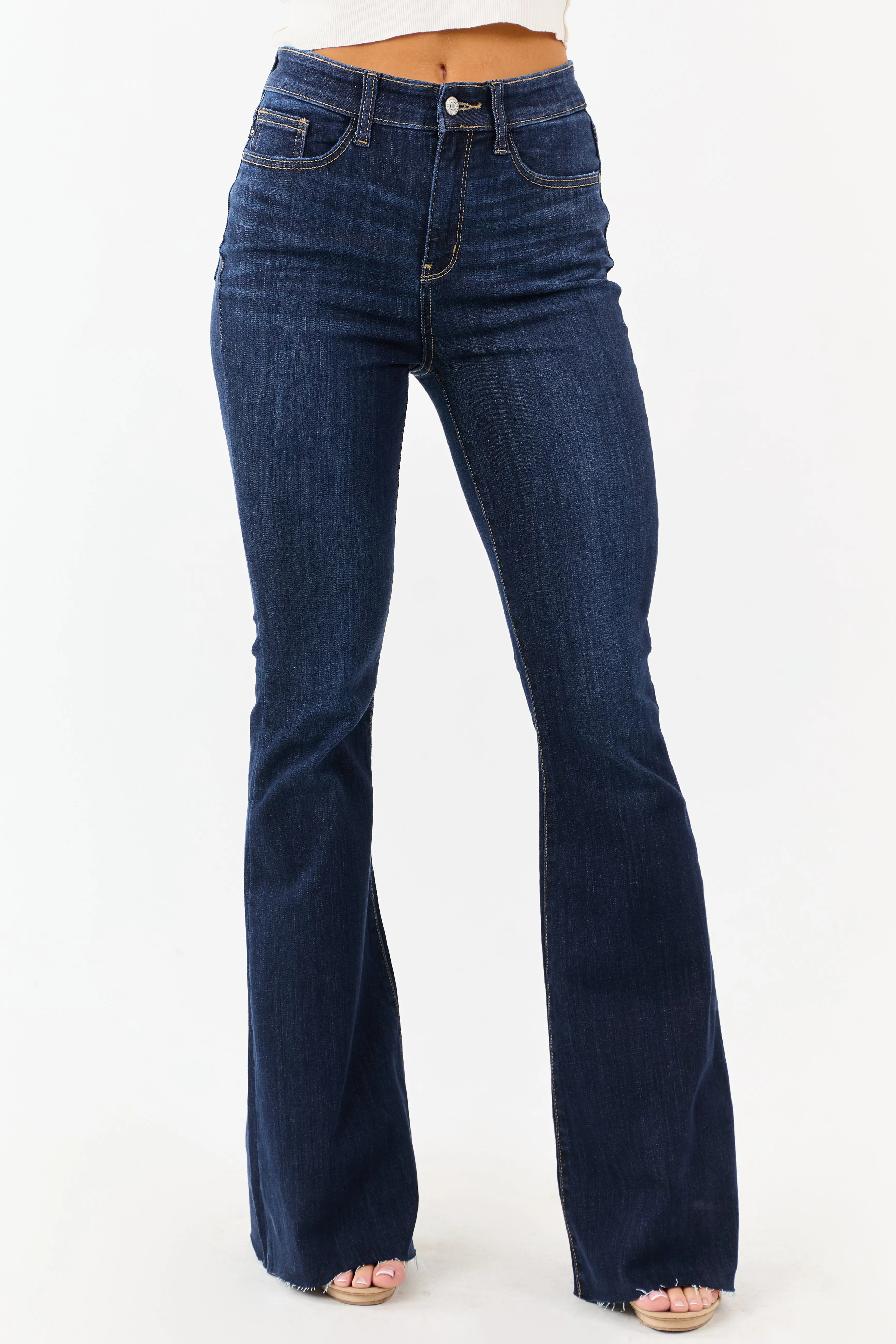 Judy Blue Dark Wash Stretchy Flare Leg Jeans sold by Lime Lush