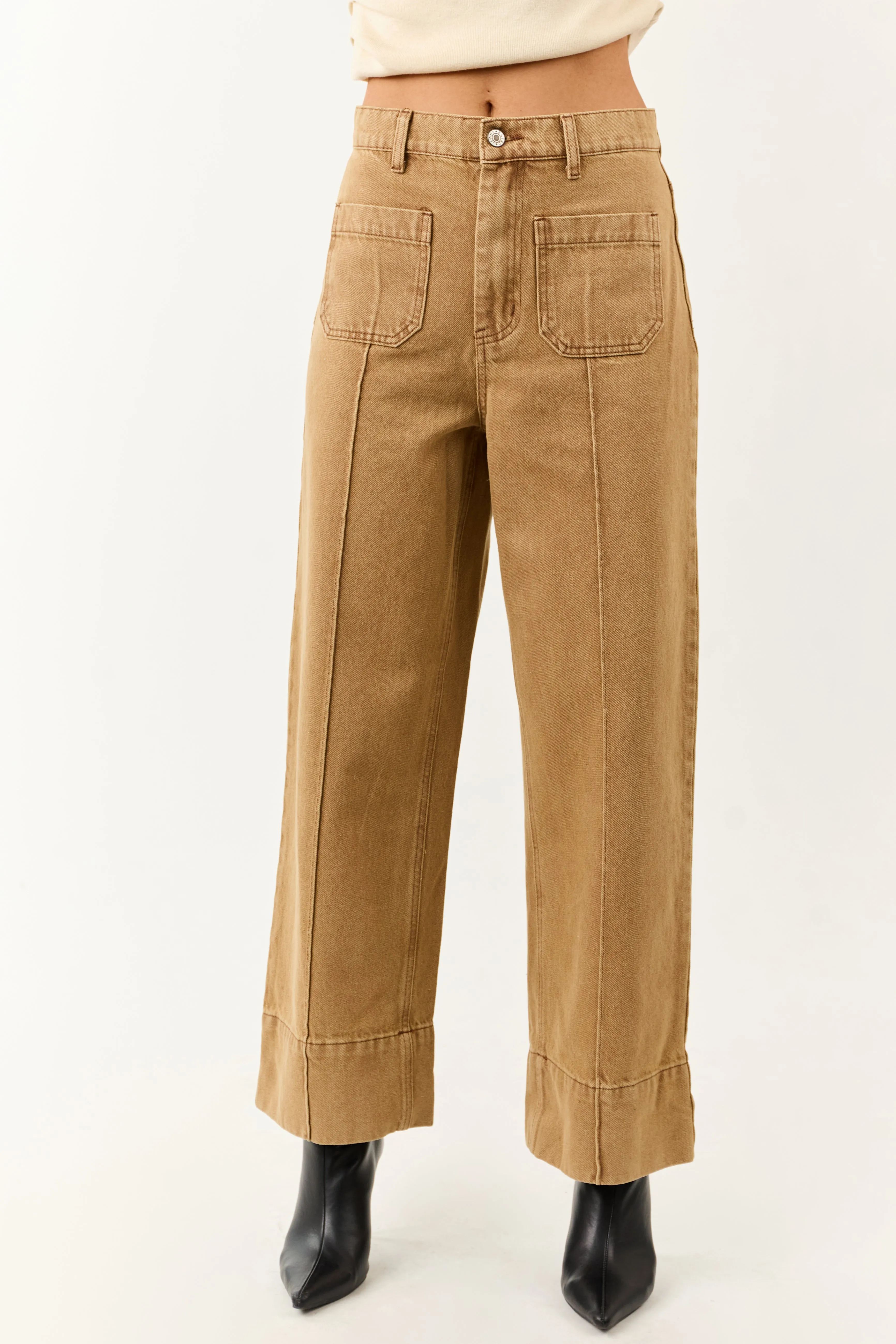 Entro Brown Sugar High Rise Straight Leg Denim Pants sold by Lime Lush product image thumbnail 2