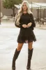 Black Floral Lace Long Sleeve Ruffle Hem Mini Dress sold by Lime Lush