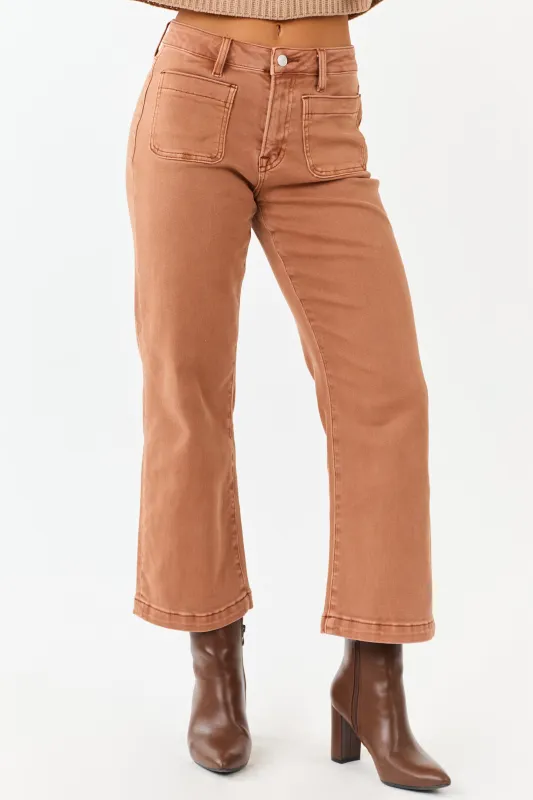 Mica Denim Sandstone Cropped Wide Stretchy Jeans sold by Lime Lush