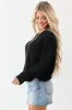 Black Long Sleeve Relaxed Knit Sweater sold by Lime Lush