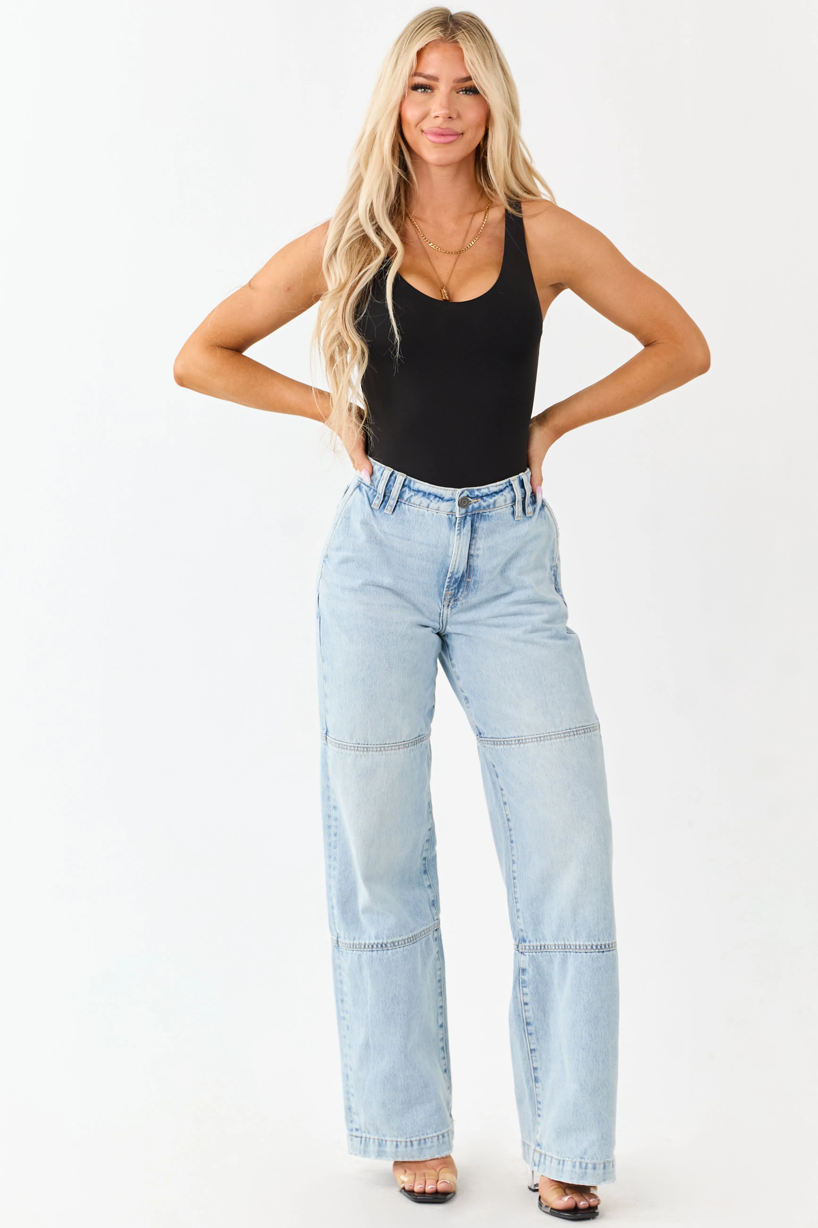 Hidden Light Wash High Rise Relaxed Straight Jeans sold by Lime Lush product image thumbnail 2