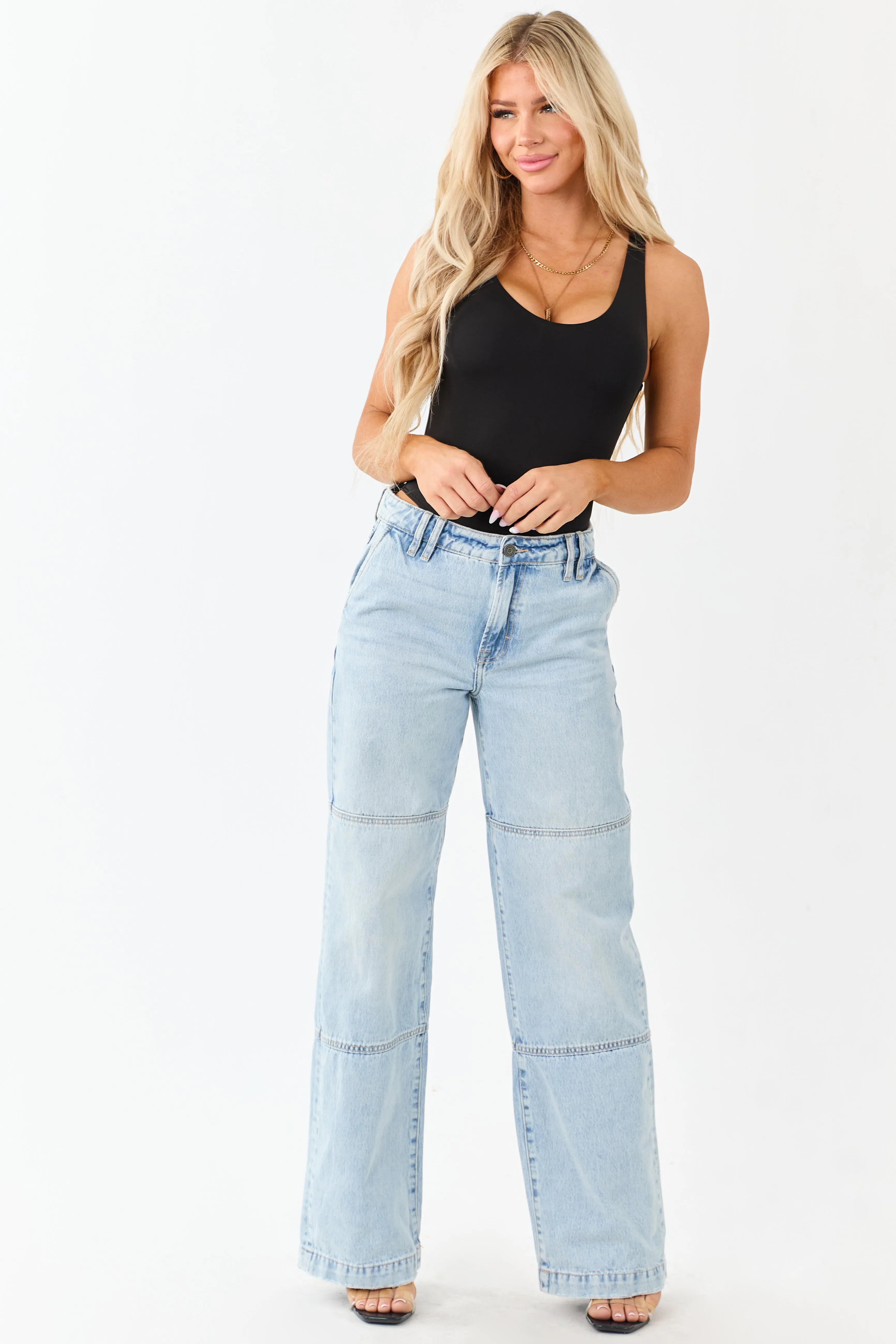 Hidden Light Wash High Rise Relaxed Straight Jeans sold by Lime Lush product image thumbnail 5