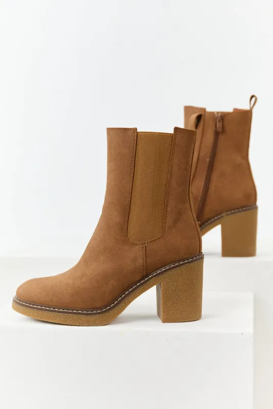 Spice Faux Suede Round Toe Block Heel Short Boots sold by Lime Lush