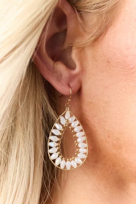 Gold Beaded Teardrop Dangle Earrings sold by Lime Lush