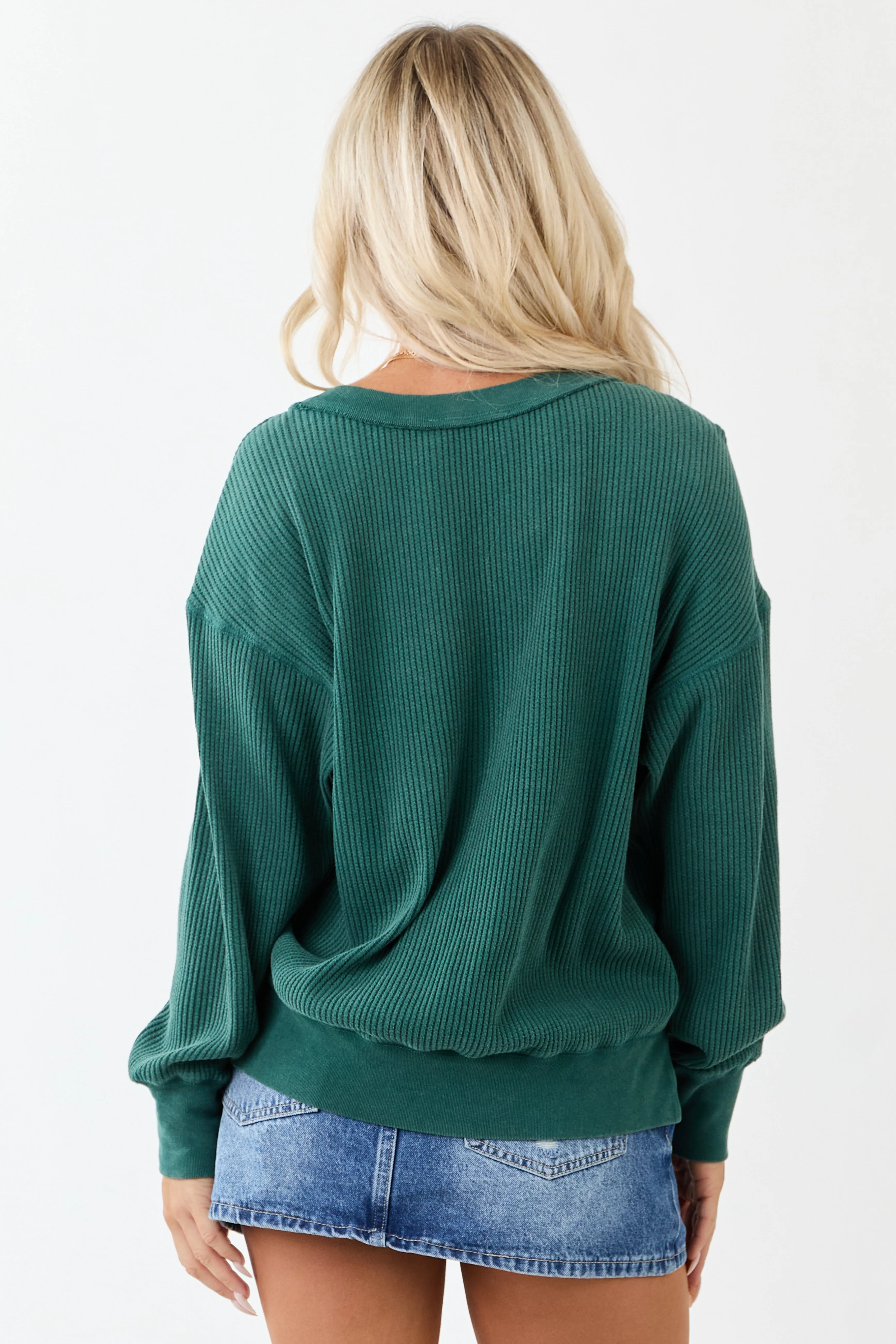 Pine Boat Neck Cotton Knit Relaxed Sweater sold by Lime Lush product image thumbnail 5