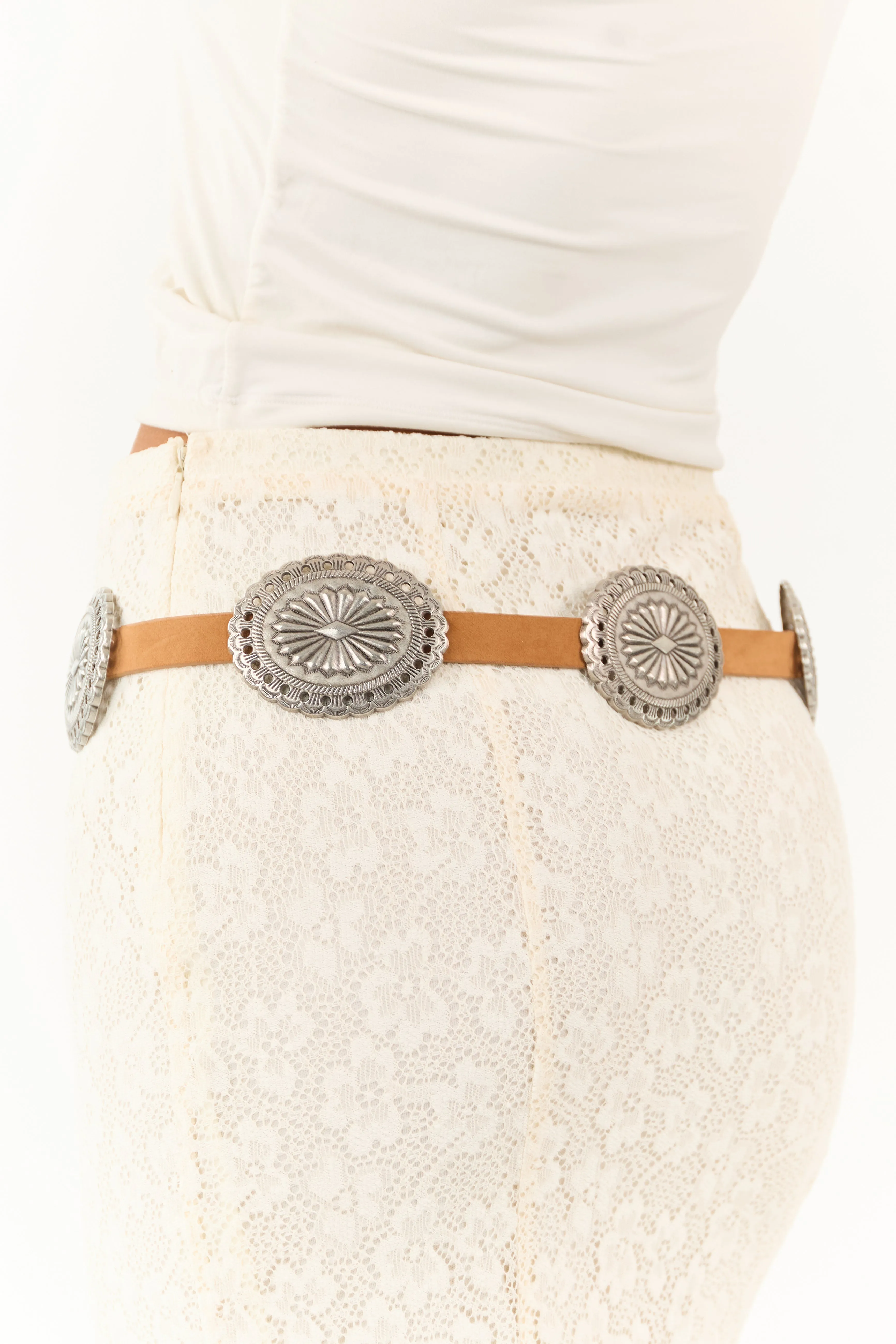 Copper Faux Suede Western Concho Disc Belt sold by Lime Lush product image thumbnail 2