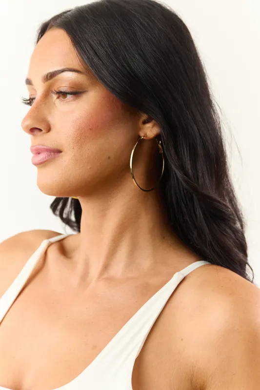 Gold Latch Closure Large Hoop Earrings sold by Lime Lush
