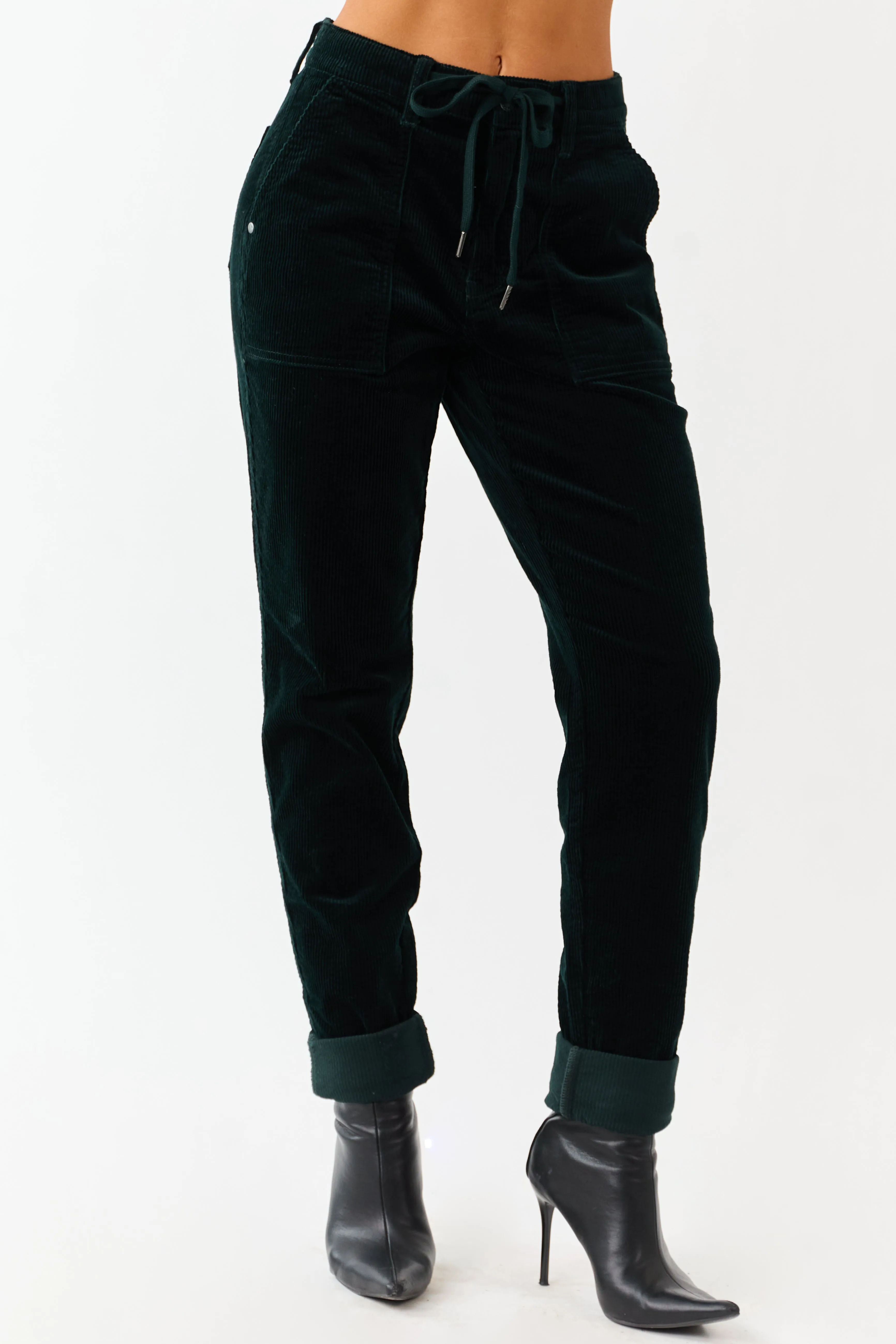 Judy Blue Forest Green Slim Straight Corduroy Pants sold by Lime Lush product image thumbnail 2