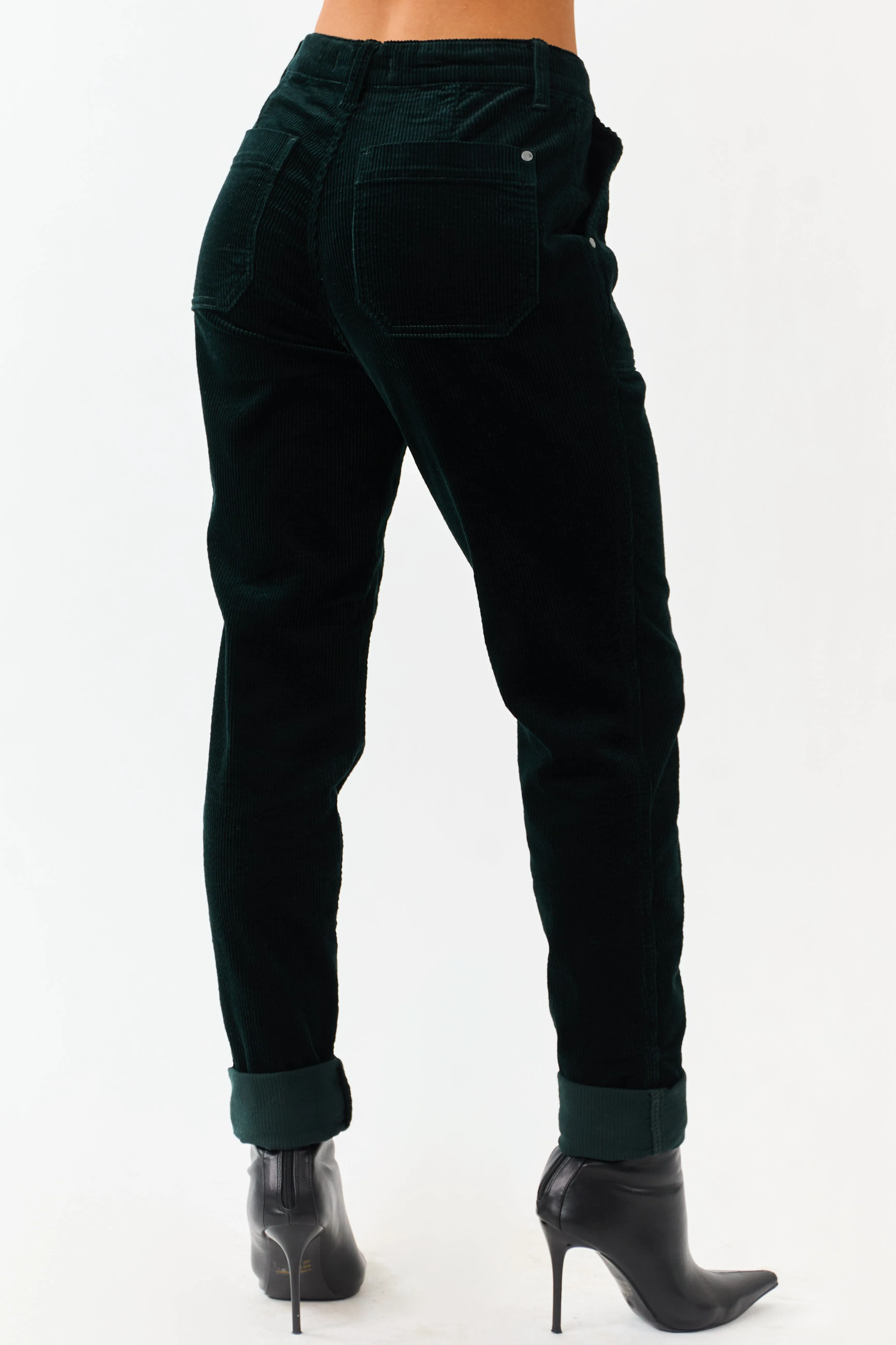 Judy Blue Forest Green Slim Straight Corduroy Pants sold by Lime Lush product image thumbnail 5