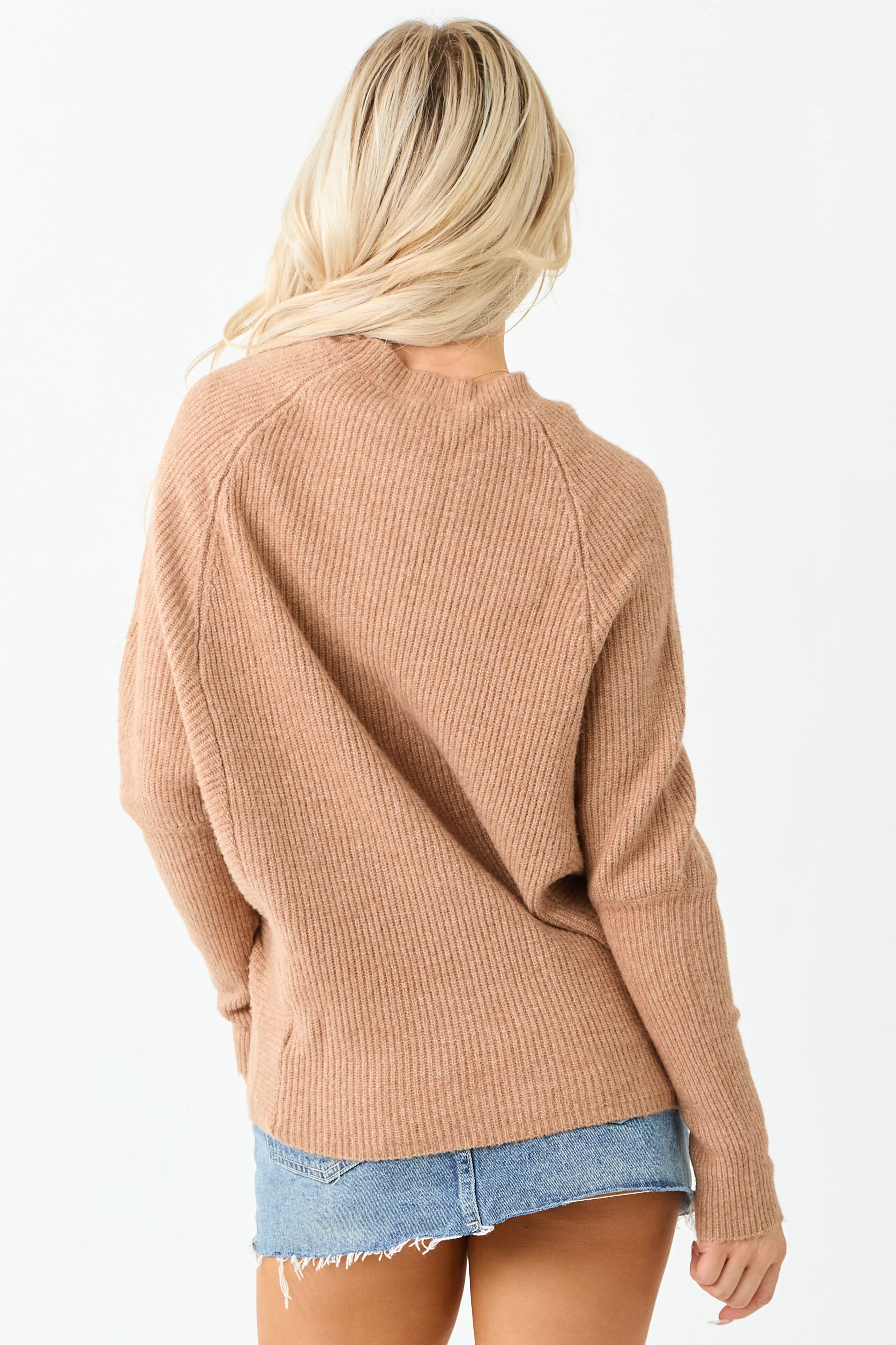 Brown Sugar Ribbed Knit Round Neck Relaxed Sweater sold by Lime Lush product image thumbnail 5