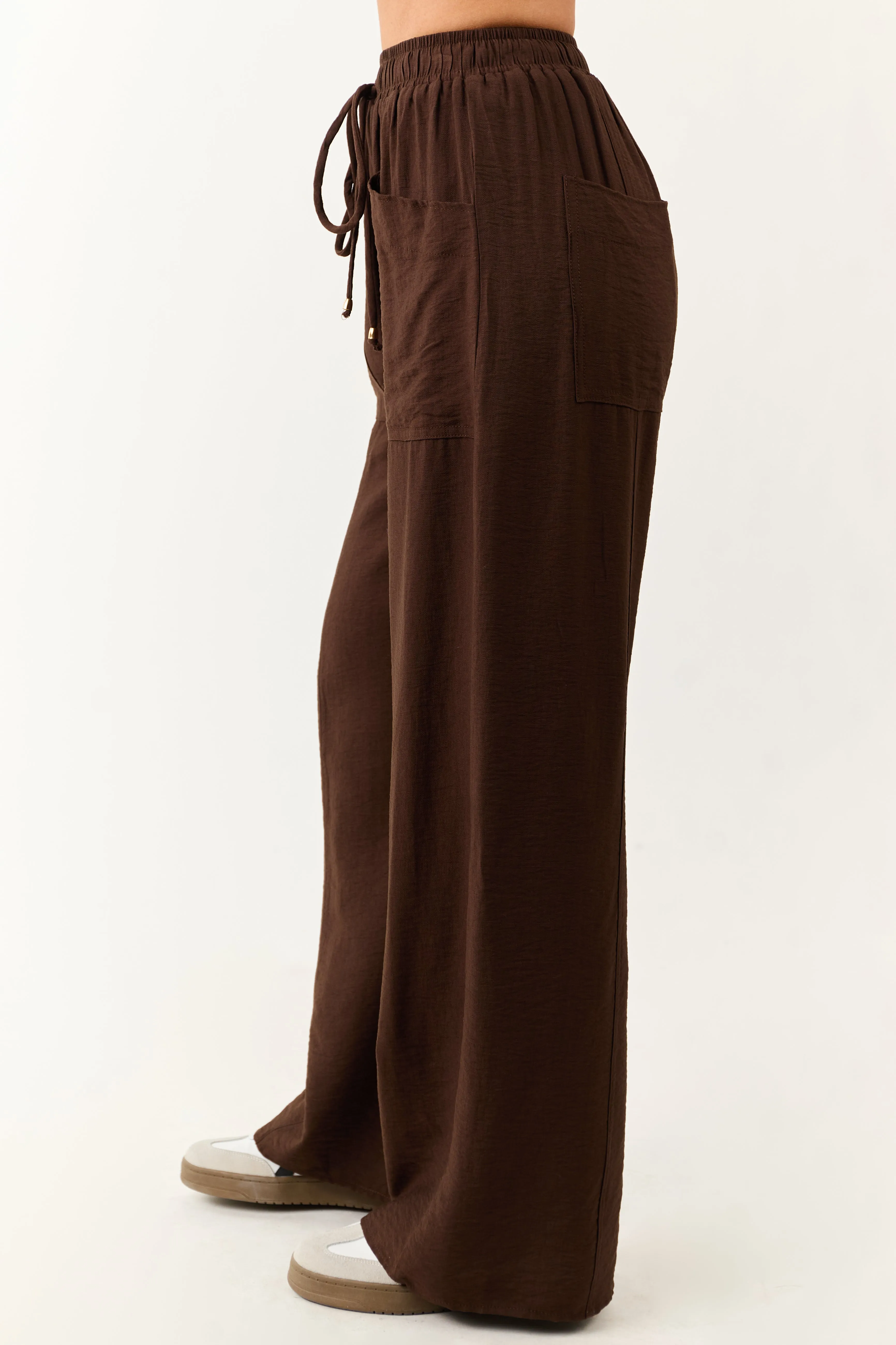 Entro Cocoa Smocked High Rise Wide Leg Pants sold by Lime Lush product image thumbnail 3