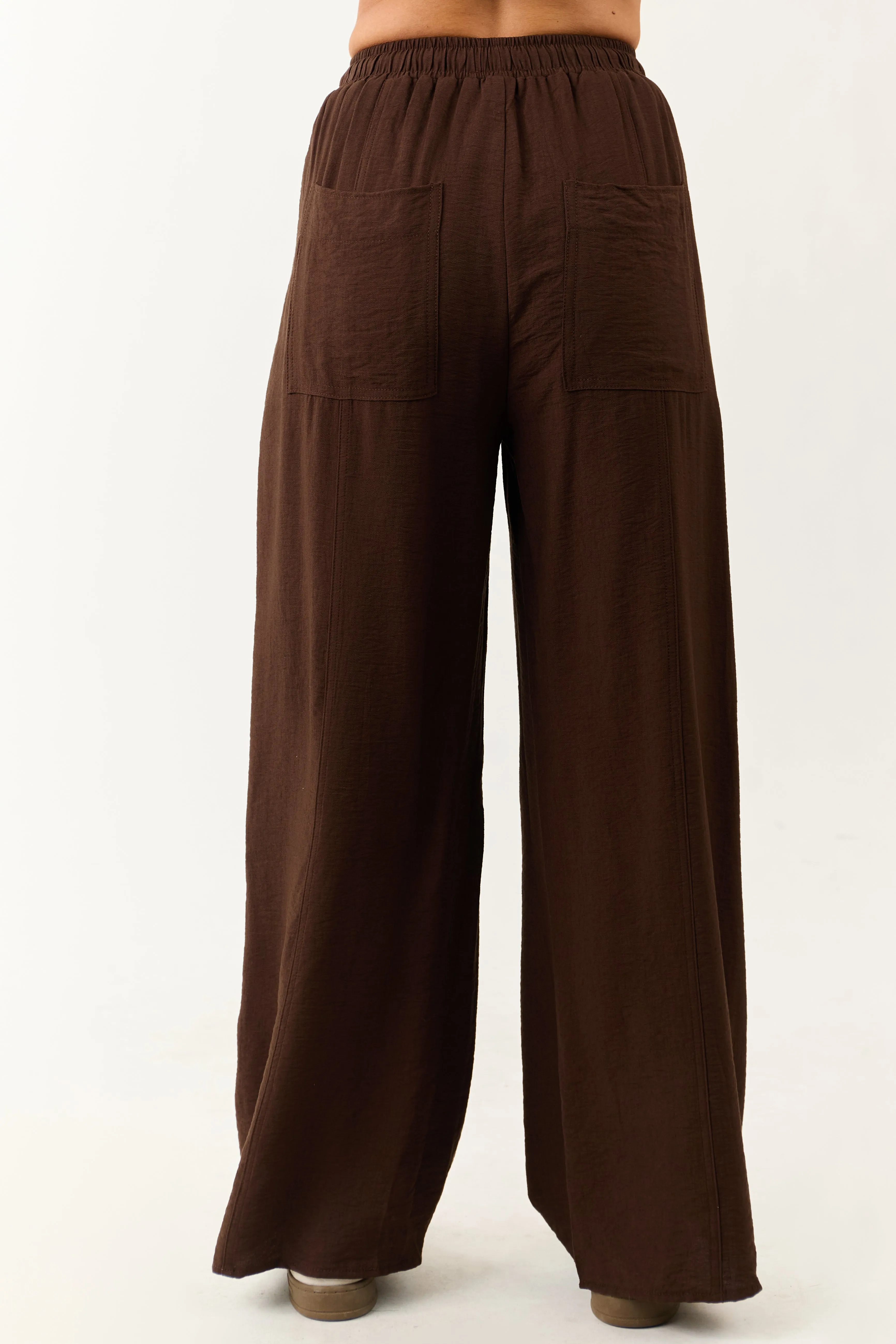 Entro Cocoa Smocked High Rise Wide Leg Pants sold by Lime Lush product image thumbnail 4