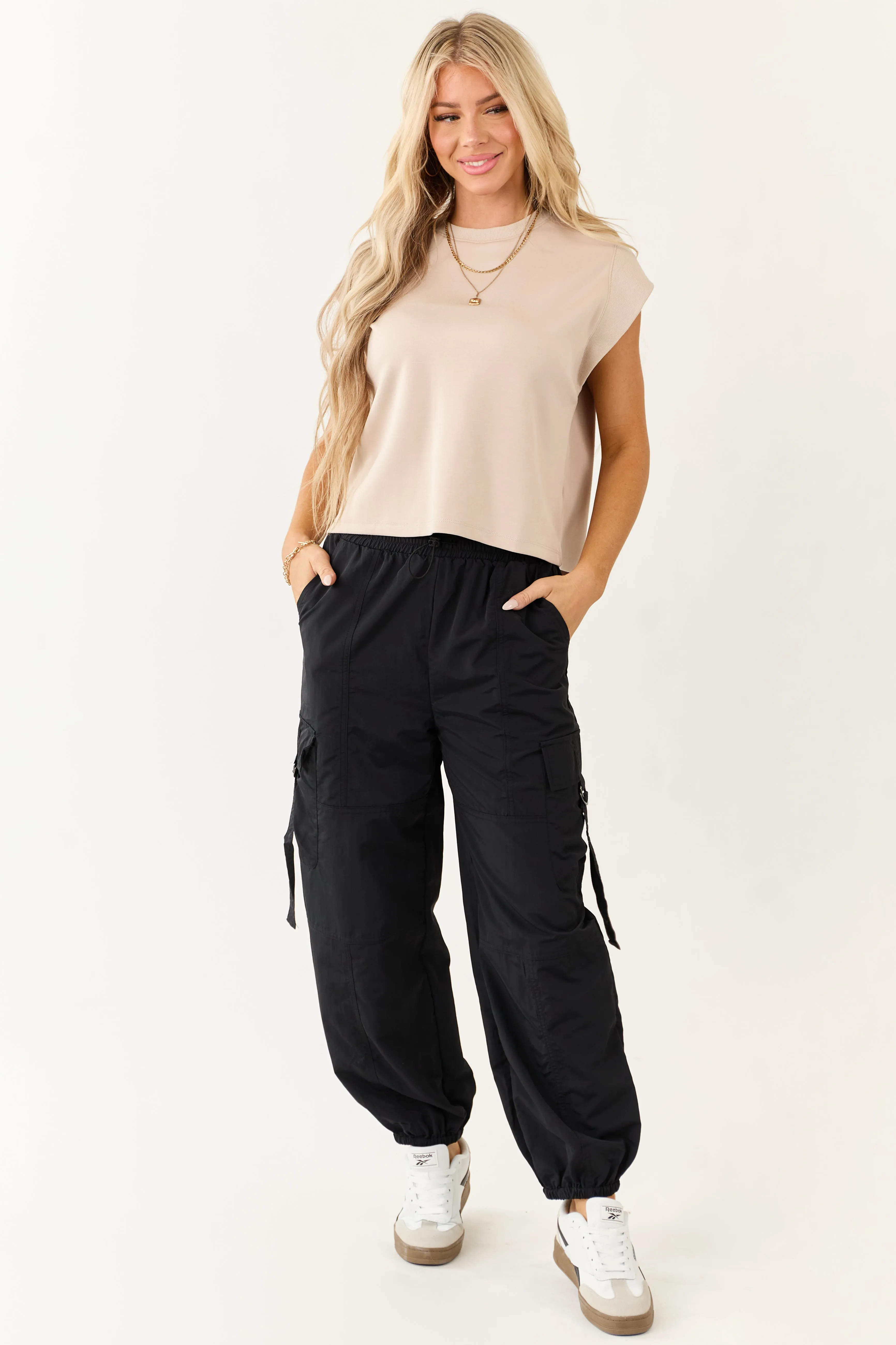 Entro Desert Sand Ribbed Cap Sleeve Soft Tank Top sold by Lime Lush product image thumbnail 2