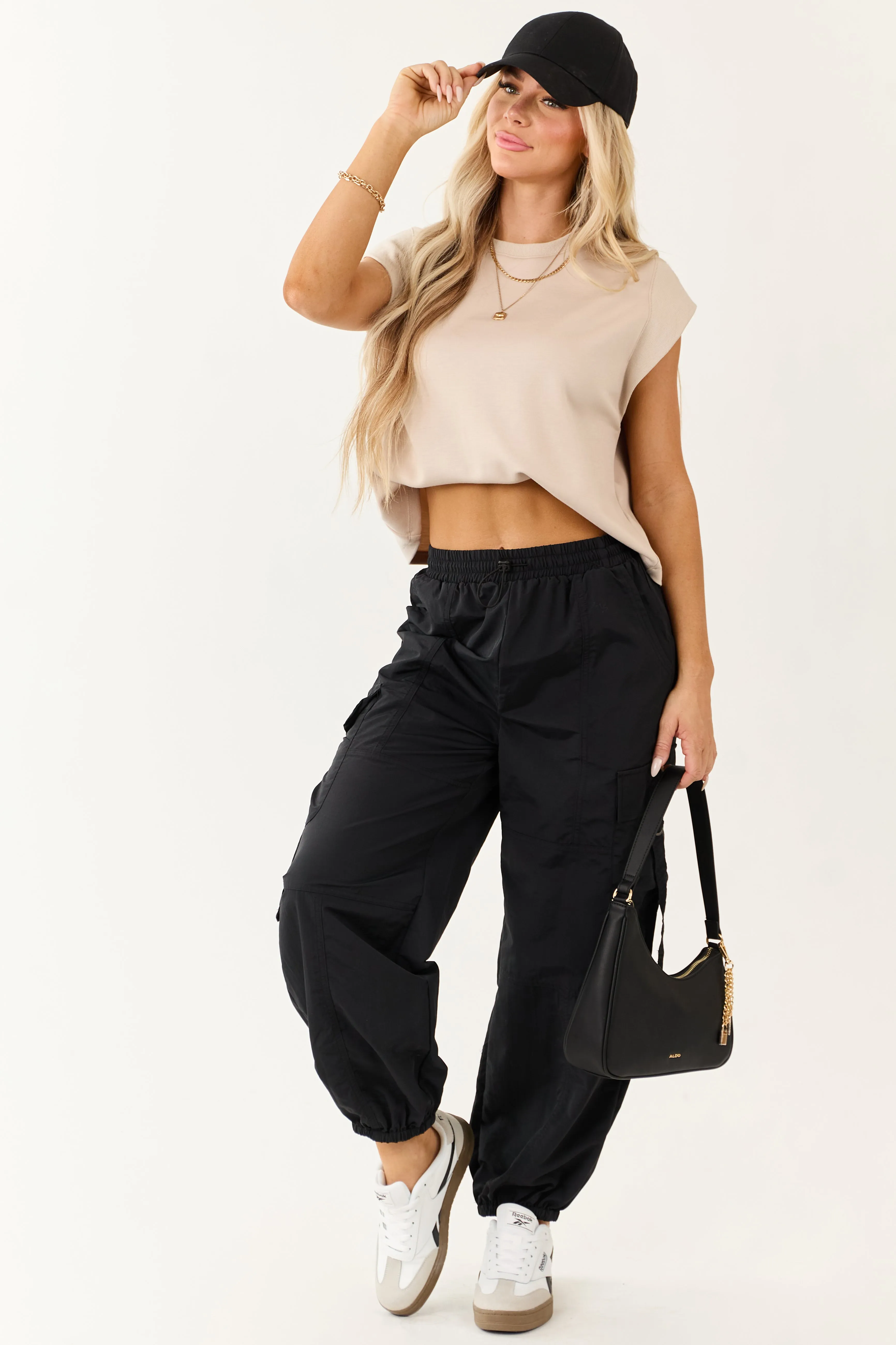 Entro Desert Sand Ribbed Cap Sleeve Soft Tank Top sold by Lime Lush product image thumbnail 3