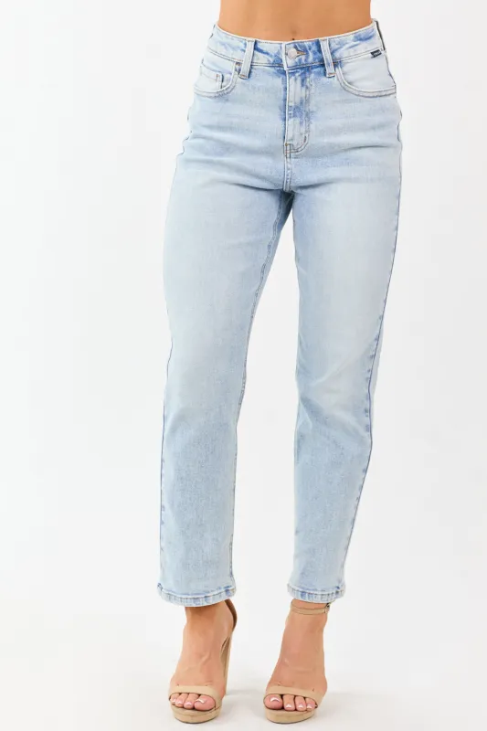 Cello Light Acid Wash Stretchy Straight Jeans sold by Lime Lush