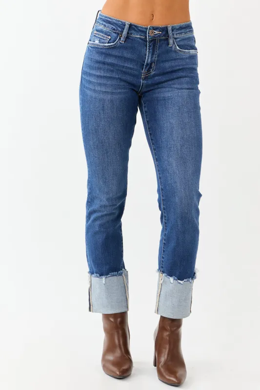 Mica Denim Stretchy Cuffed Slim Straight Jeans sold by Lime Lush