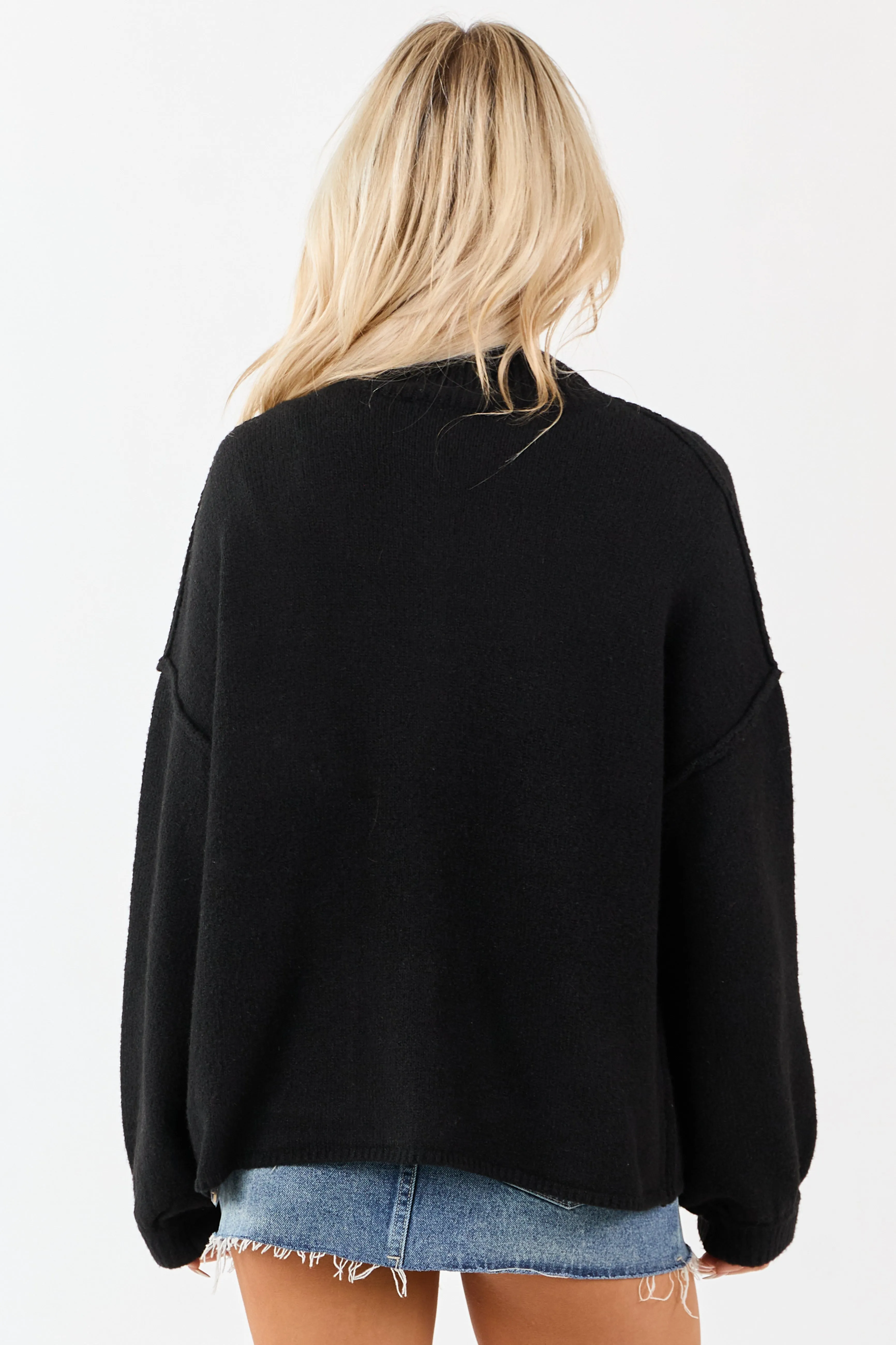 Entro Black Button Up Soft Knit Wool Blend Cardigan sold by Lime Lush product image thumbnail 5