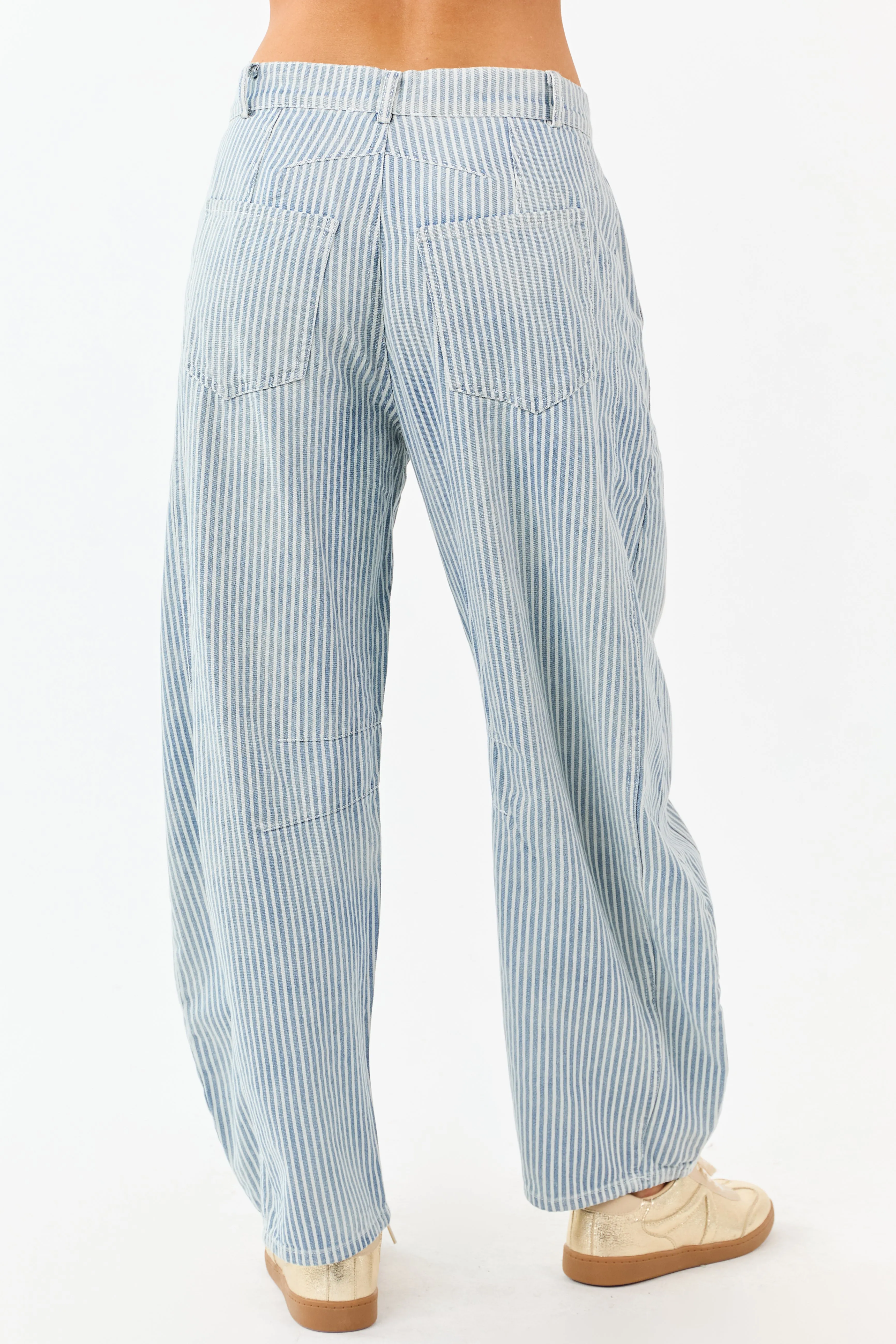 Medium Mineral Wash Railroad Stripe Barrel Jeans sold by Lime Lush product image thumbnail 4