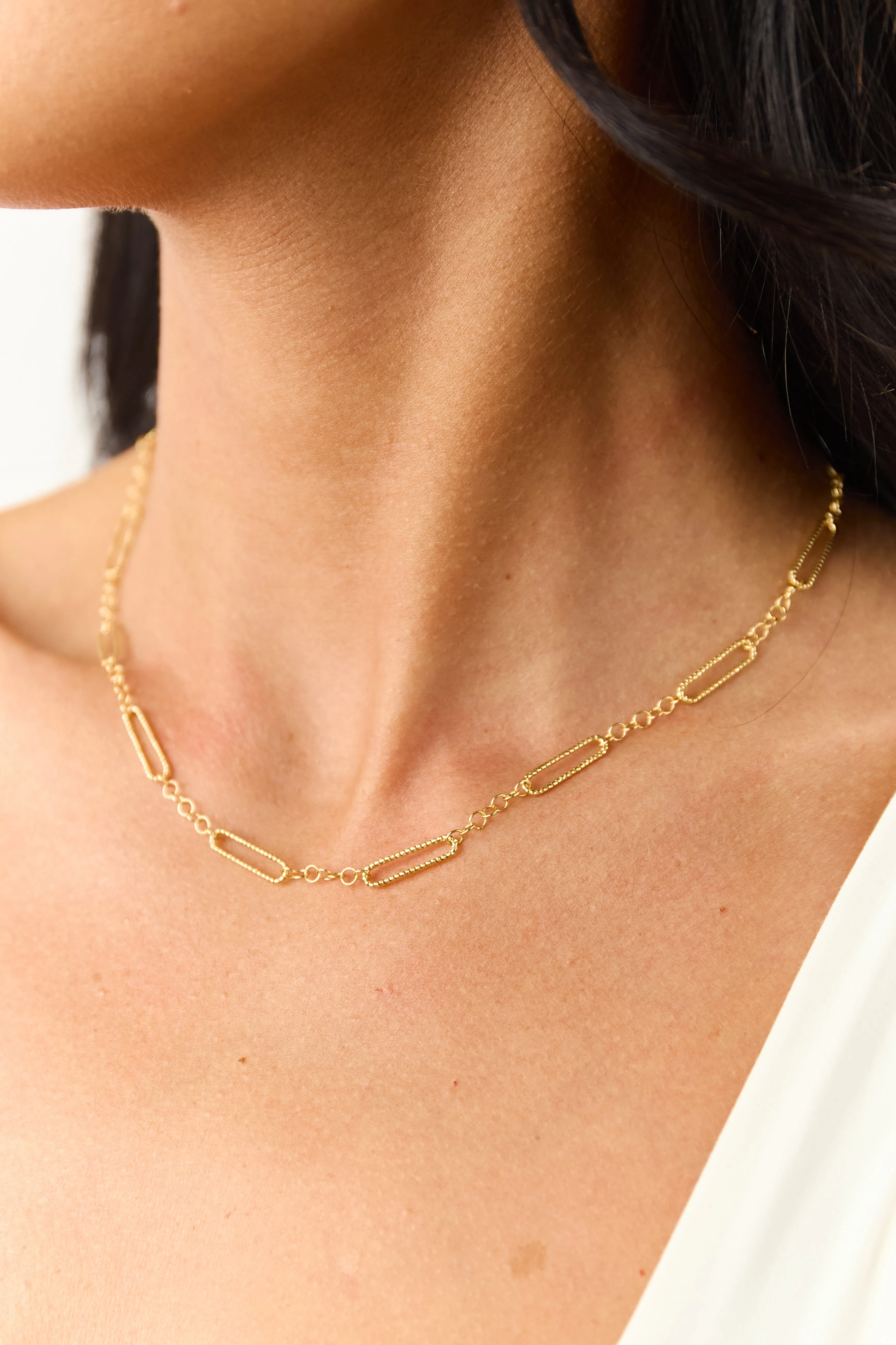 Gold Metallic Paper Clip Chain Link Necklace sold by Lime Lush product image thumbnail 2