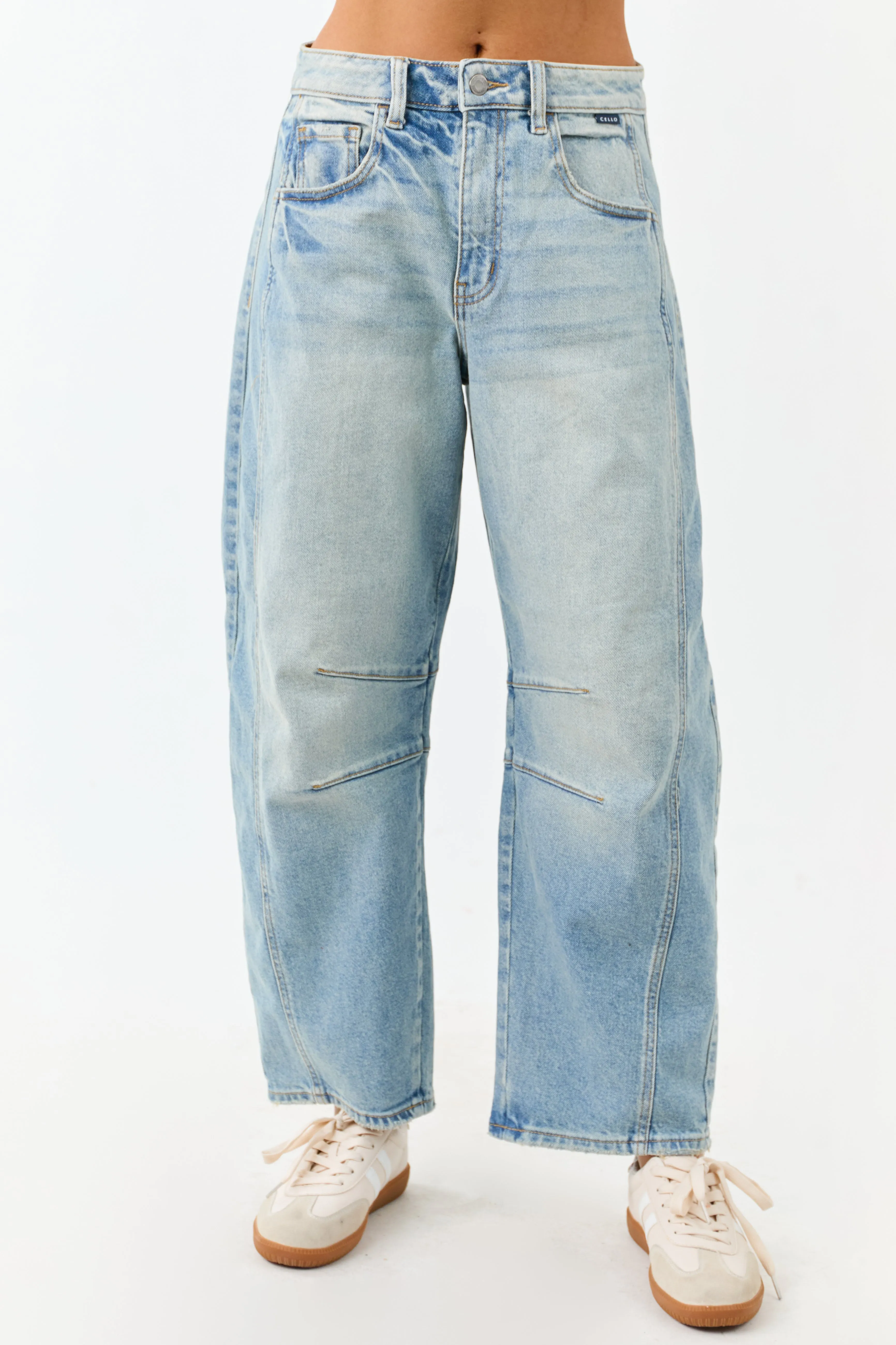 Cello Faded Light Wash Ankle Length Barrel Jeans sold by Lime Lush