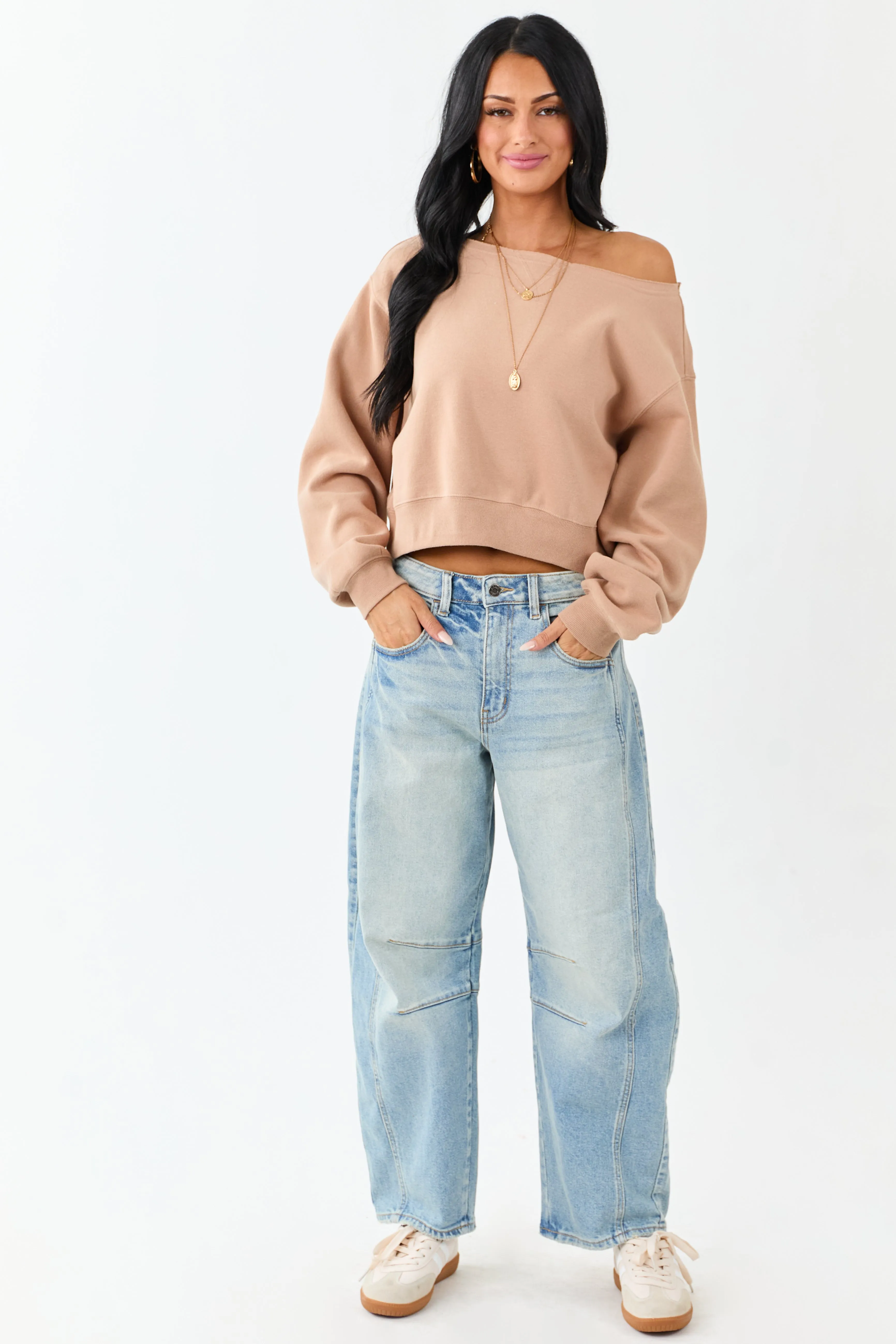 Cello Faded Light Wash Ankle Length Barrel Jeans sold by Lime Lush product image thumbnail 2