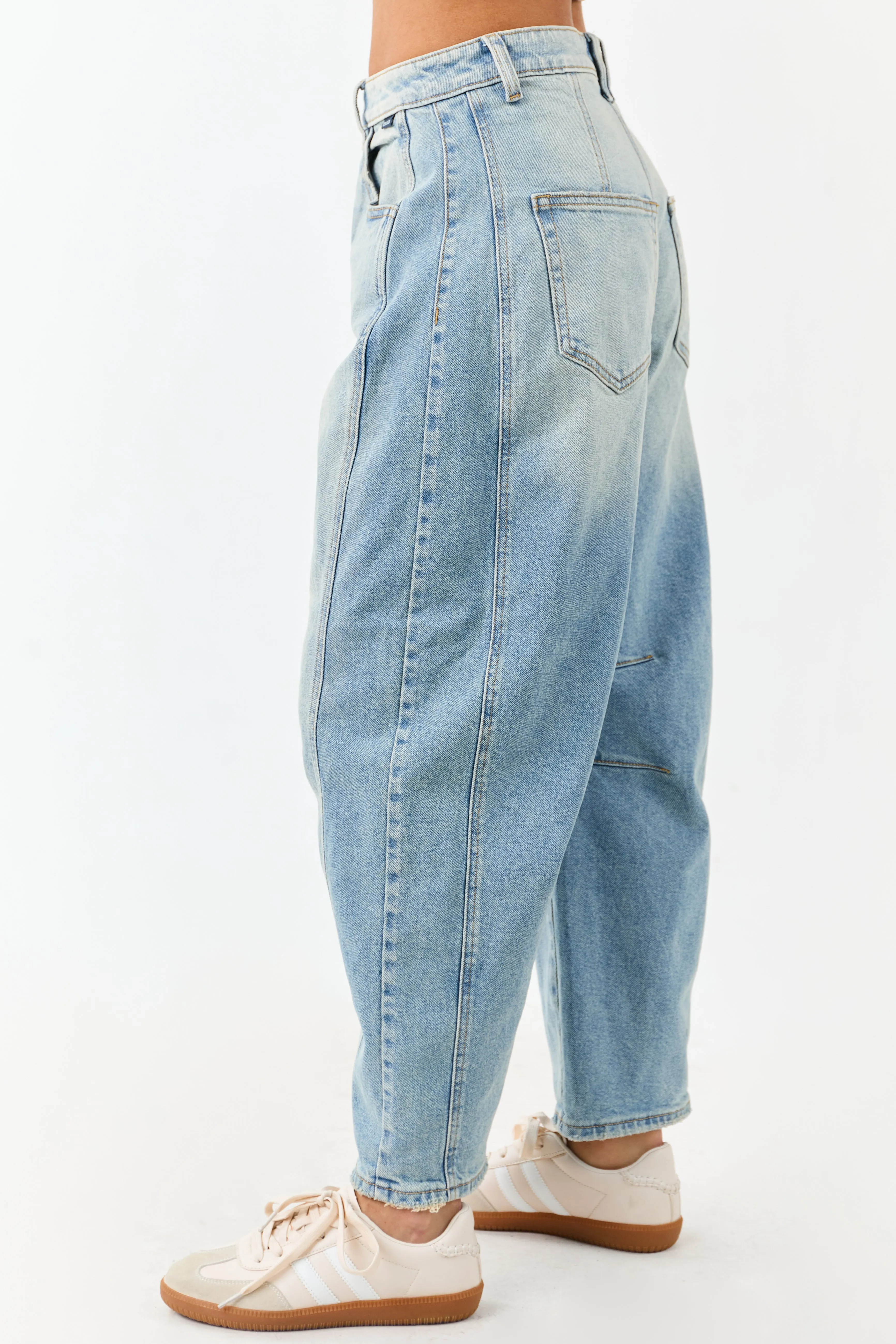 Cello Faded Light Wash Ankle Length Barrel Jeans sold by Lime Lush product image thumbnail 3