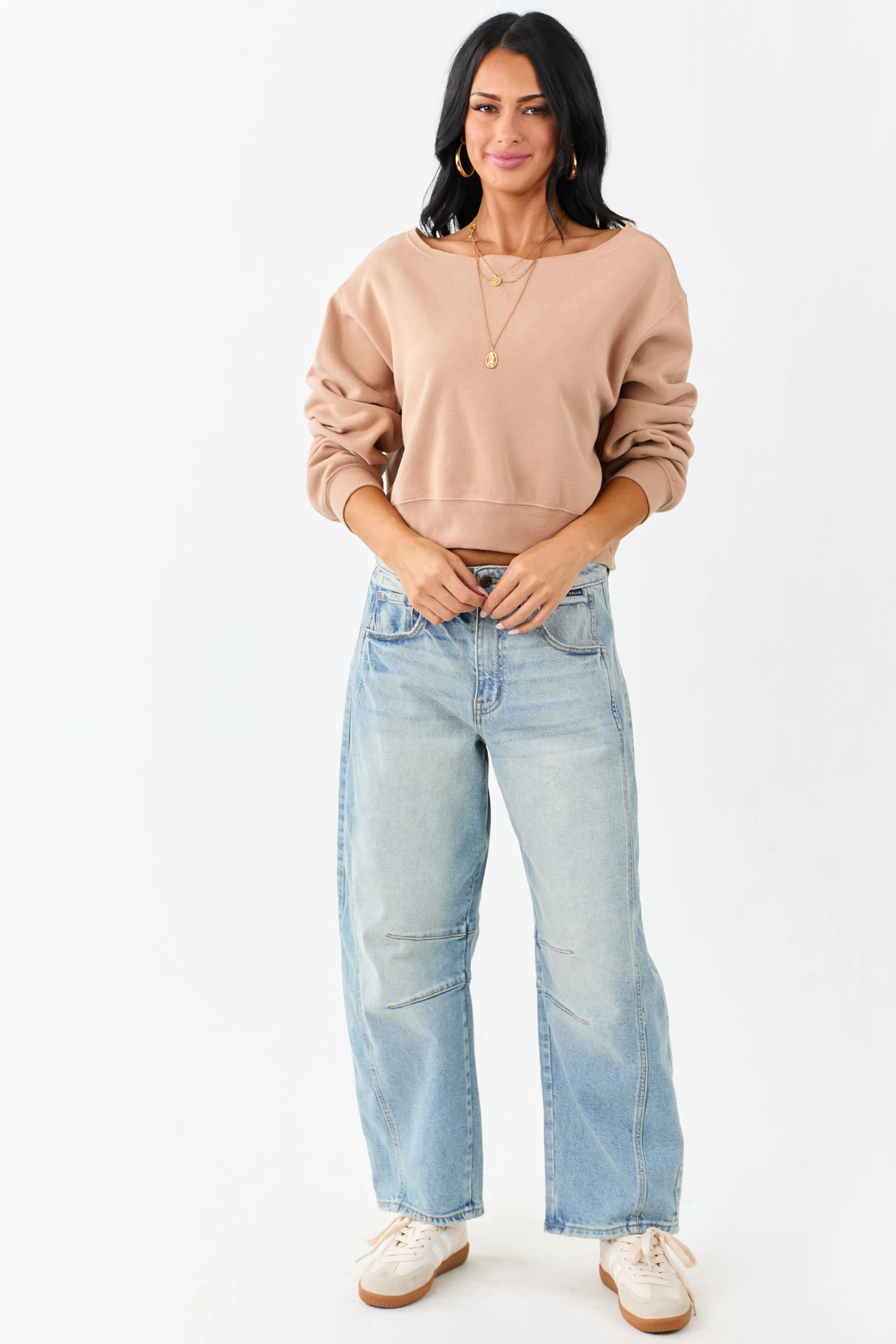 Cello Faded Light Wash Ankle Length Barrel Jeans sold by Lime Lush product image thumbnail 5