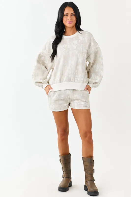 Ivory Faded Camo Print Sweatshirt and Shorts Set sold by Lime Lush