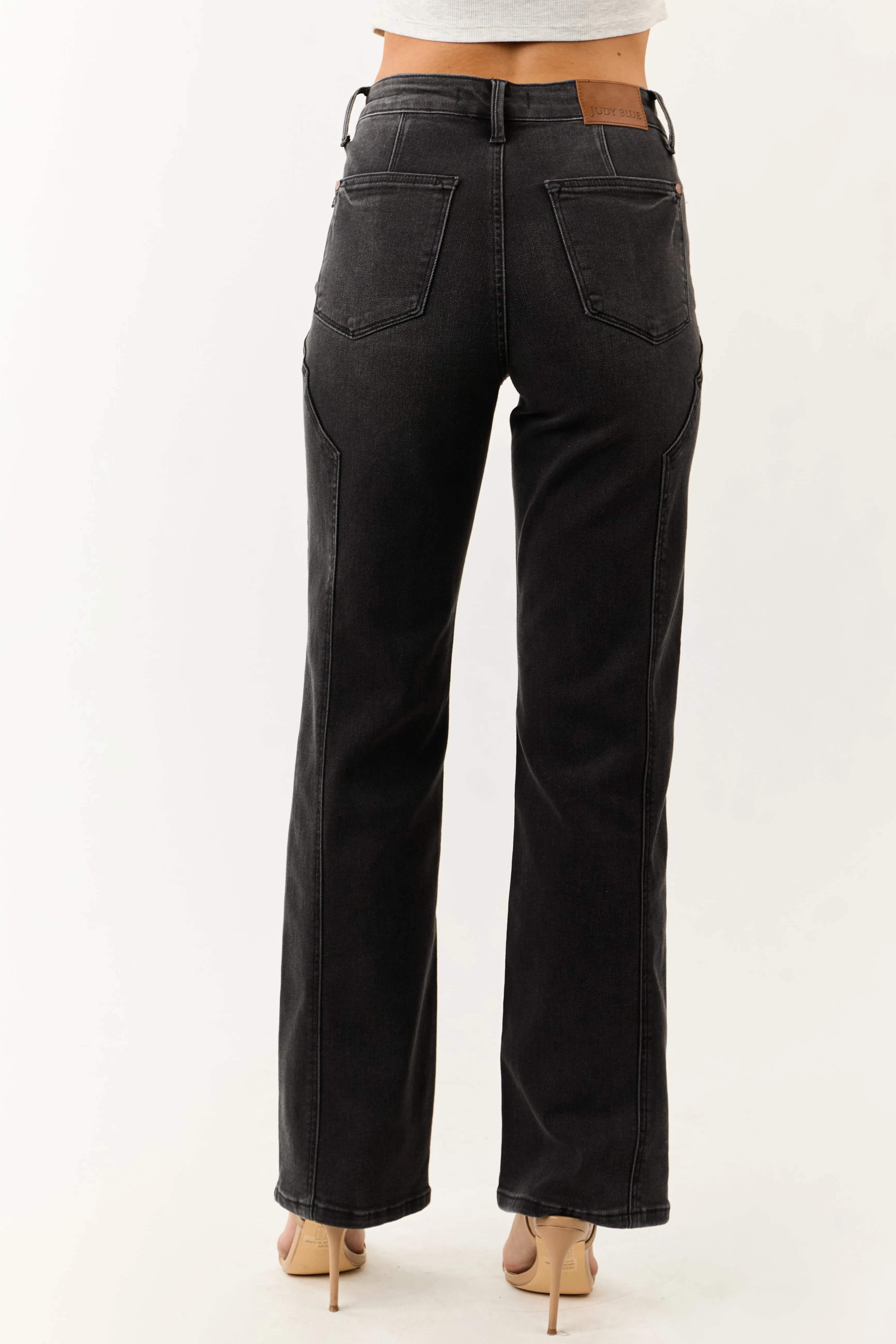 Judy Blue Black Washed Stretchy Straight Leg Jeans sold by Lime Lush product image thumbnail 4