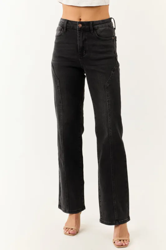 Judy Blue Black Washed Stretchy Straight Leg Jeans made by Judy Blue