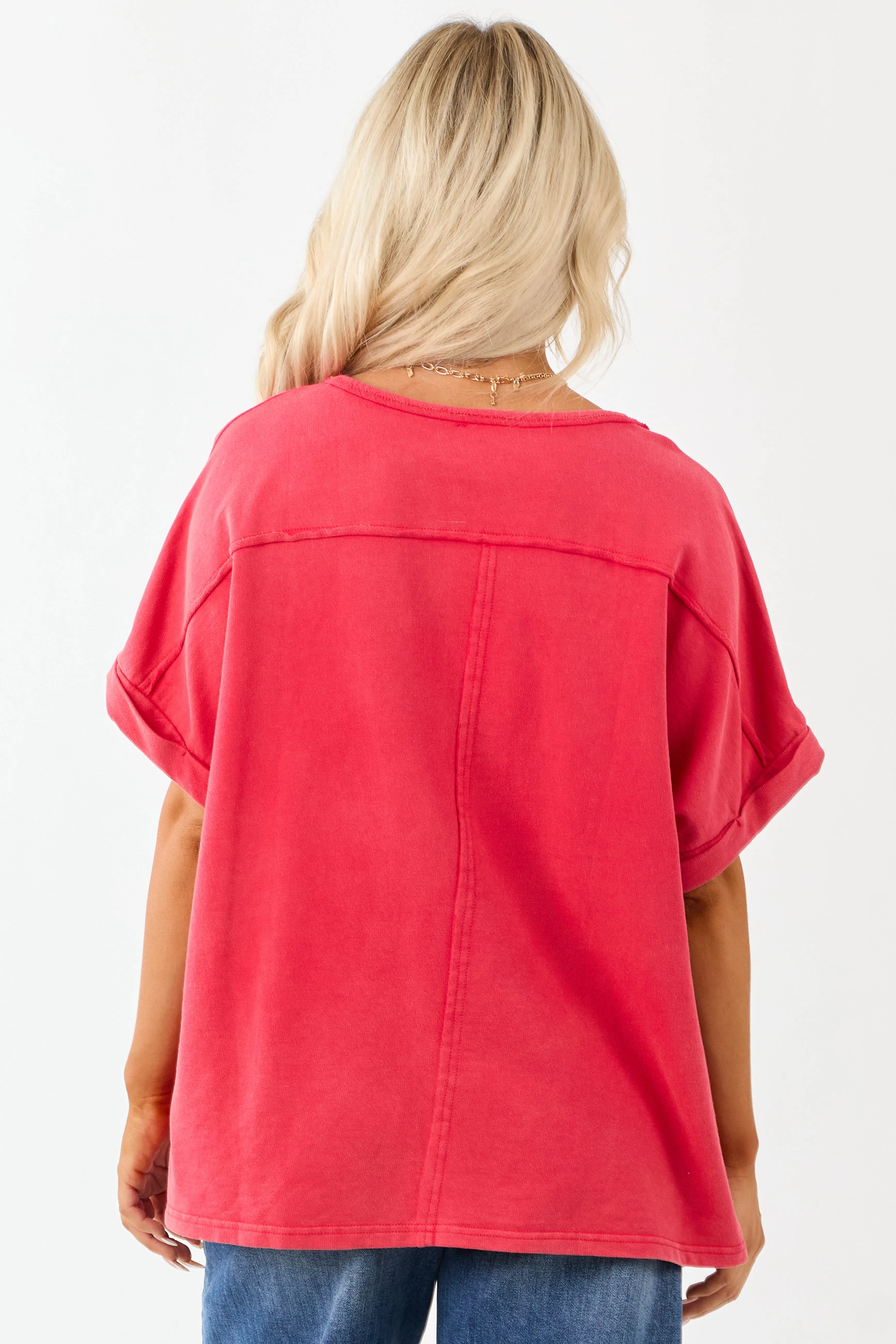 Crimson Mineral Wash Short Sleeve Cotton Top sold by Lime Lush product image thumbnail 5
