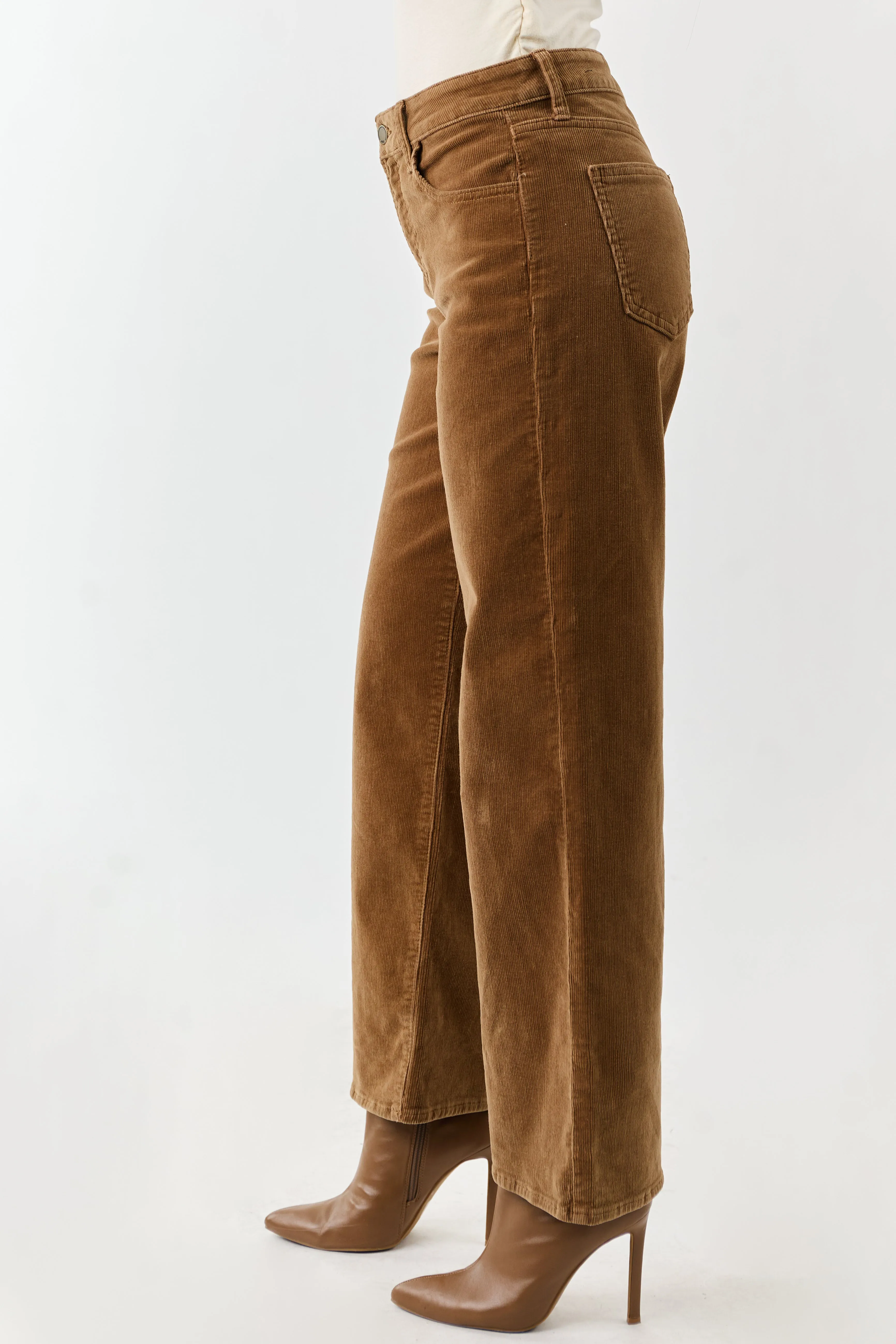 Peanut Corduroy Wide Leg High Rise Pants sold by Lime Lush product image thumbnail 3