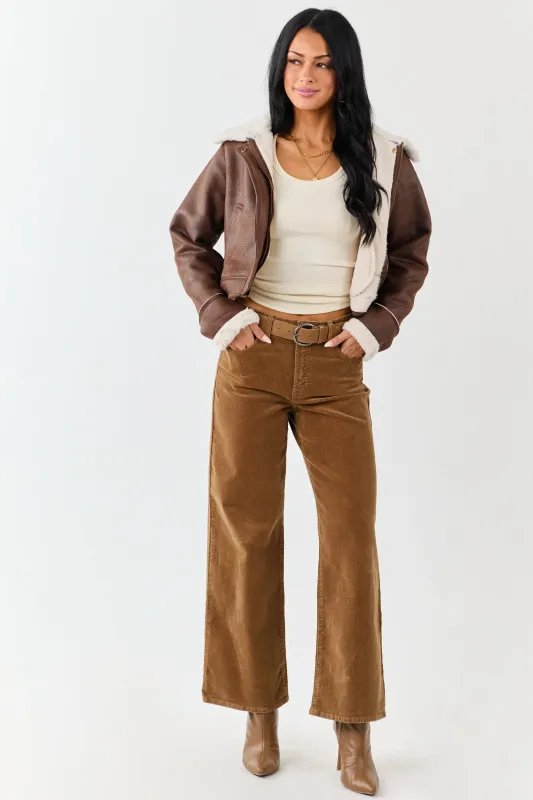 Peanut Corduroy Wide Leg High Rise Pants sold by Lime Lush