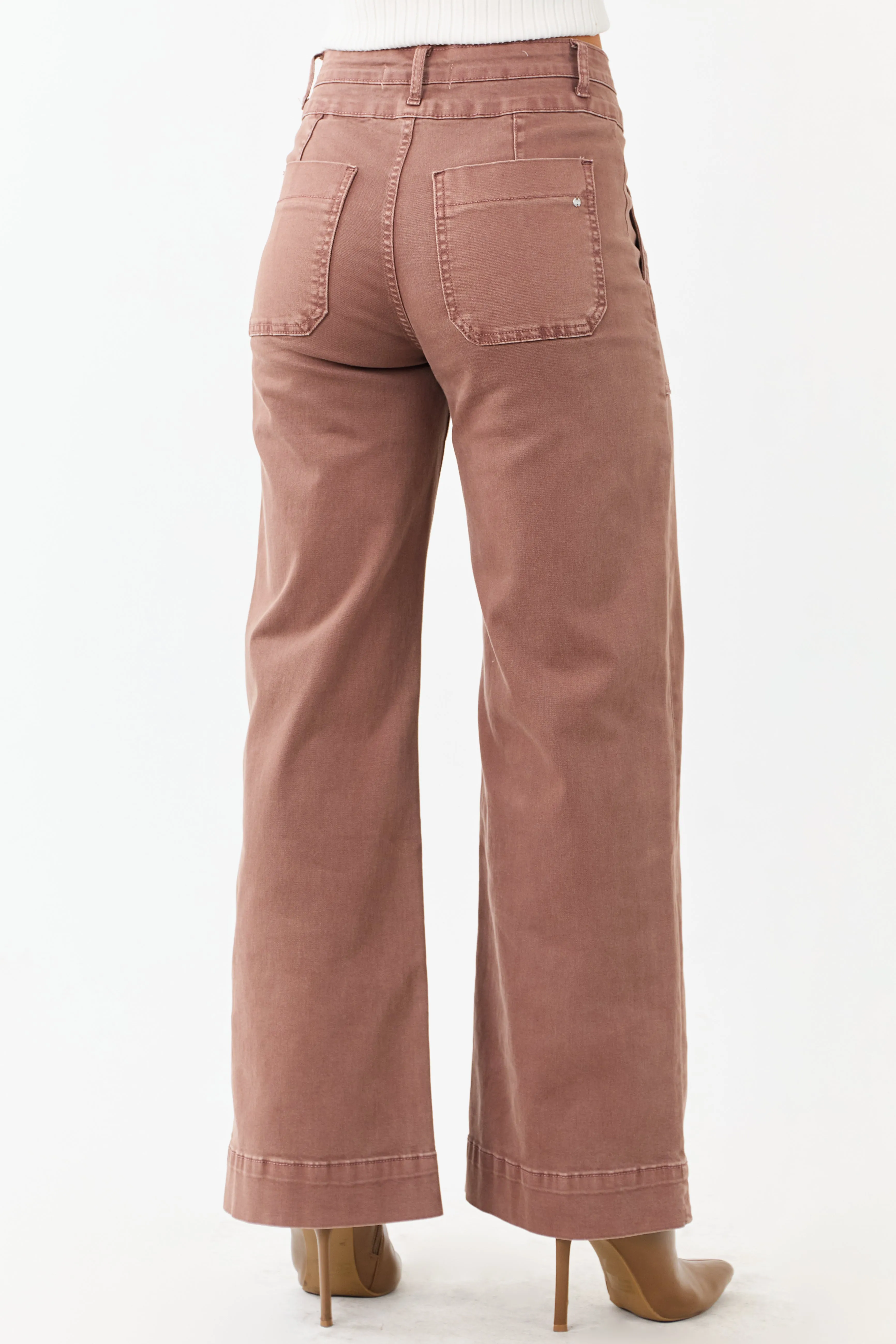 Mica Denim Chocolate Wide Leg Stretchy Jeans sold by Lime Lush product image thumbnail 4