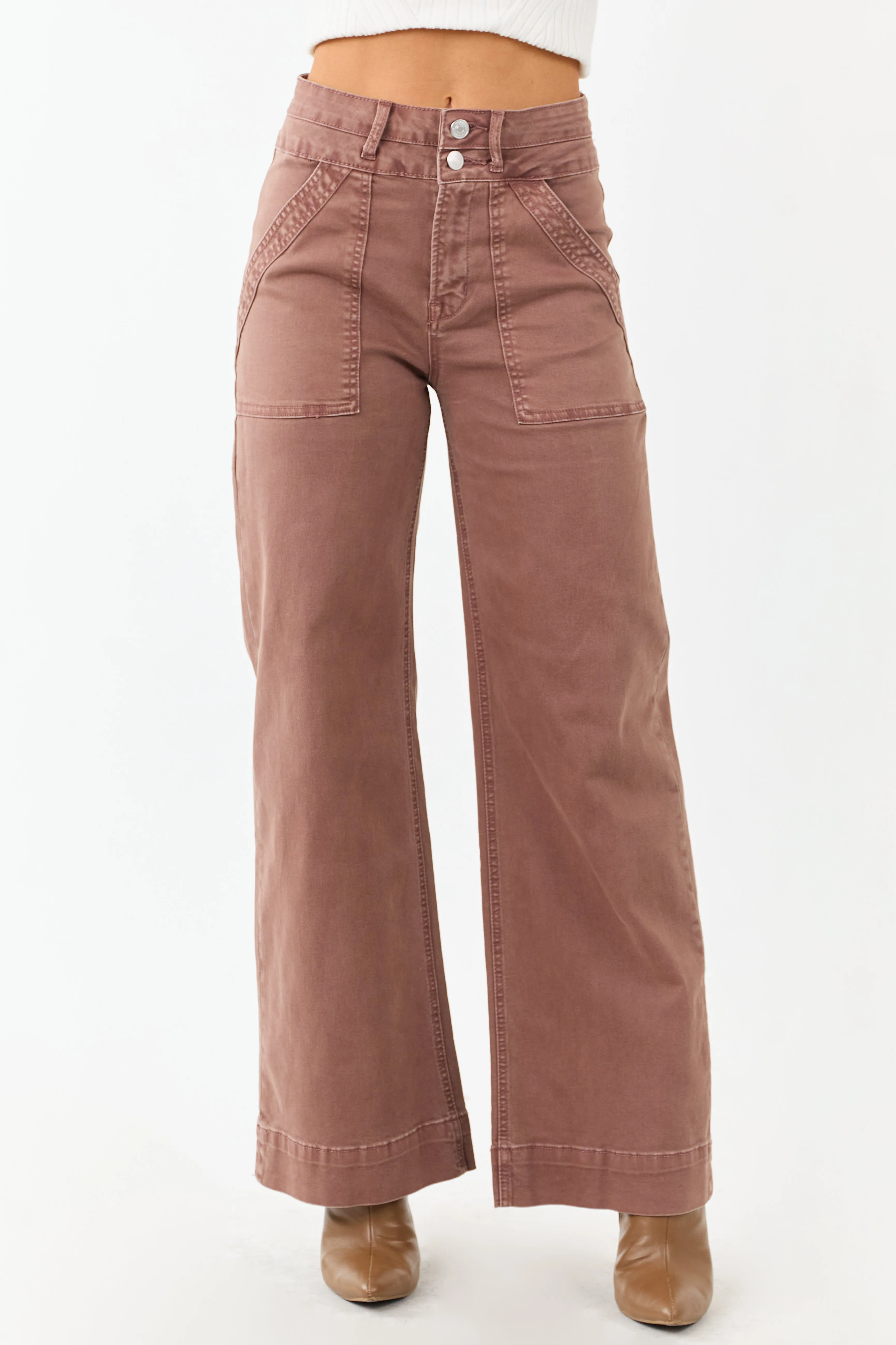 Mica Denim Chocolate Wide Leg Stretchy Jeans sold by Lime Lush product image thumbnail 2