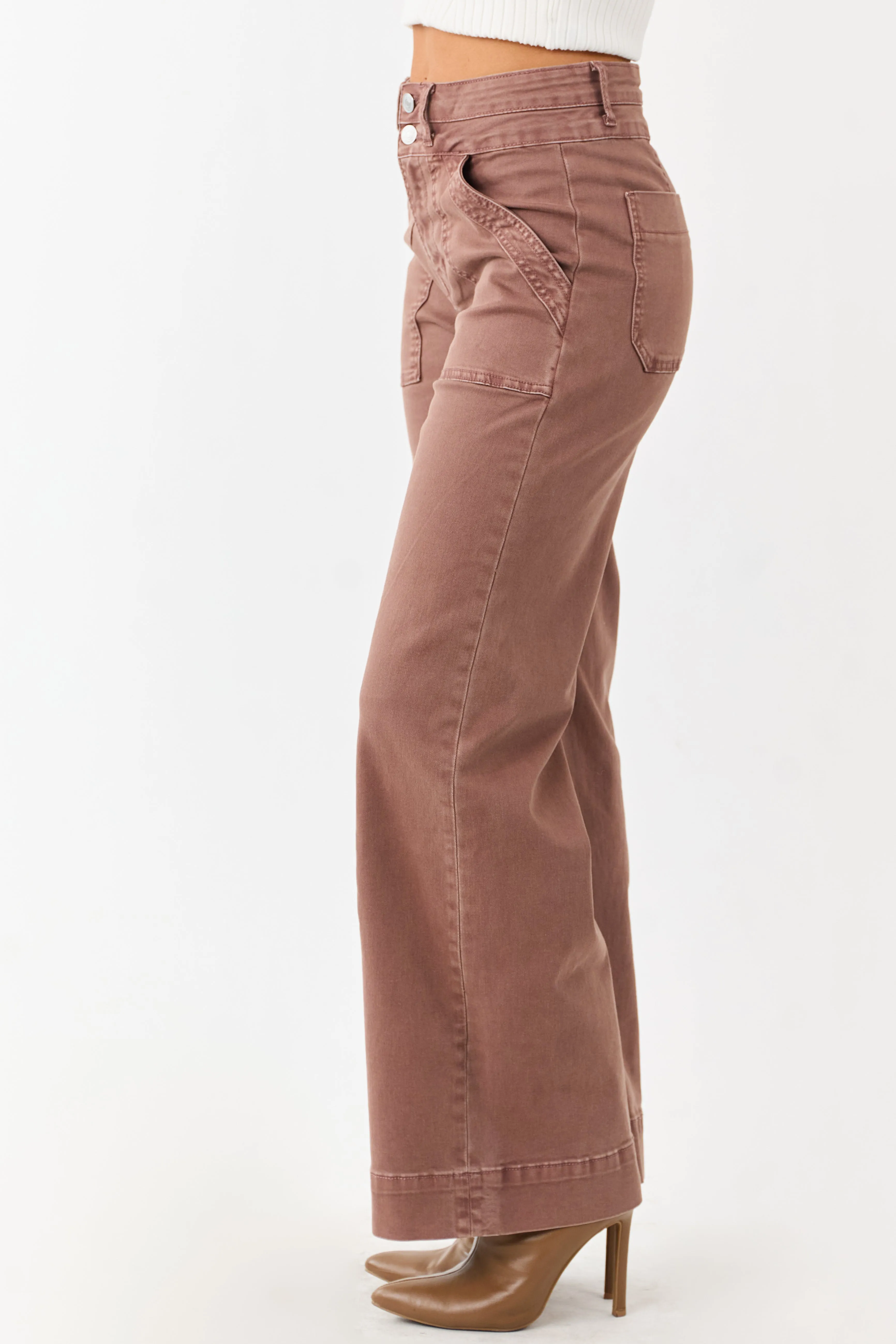 Mica Denim Chocolate Wide Leg Stretchy Jeans sold by Lime Lush product image thumbnail 3