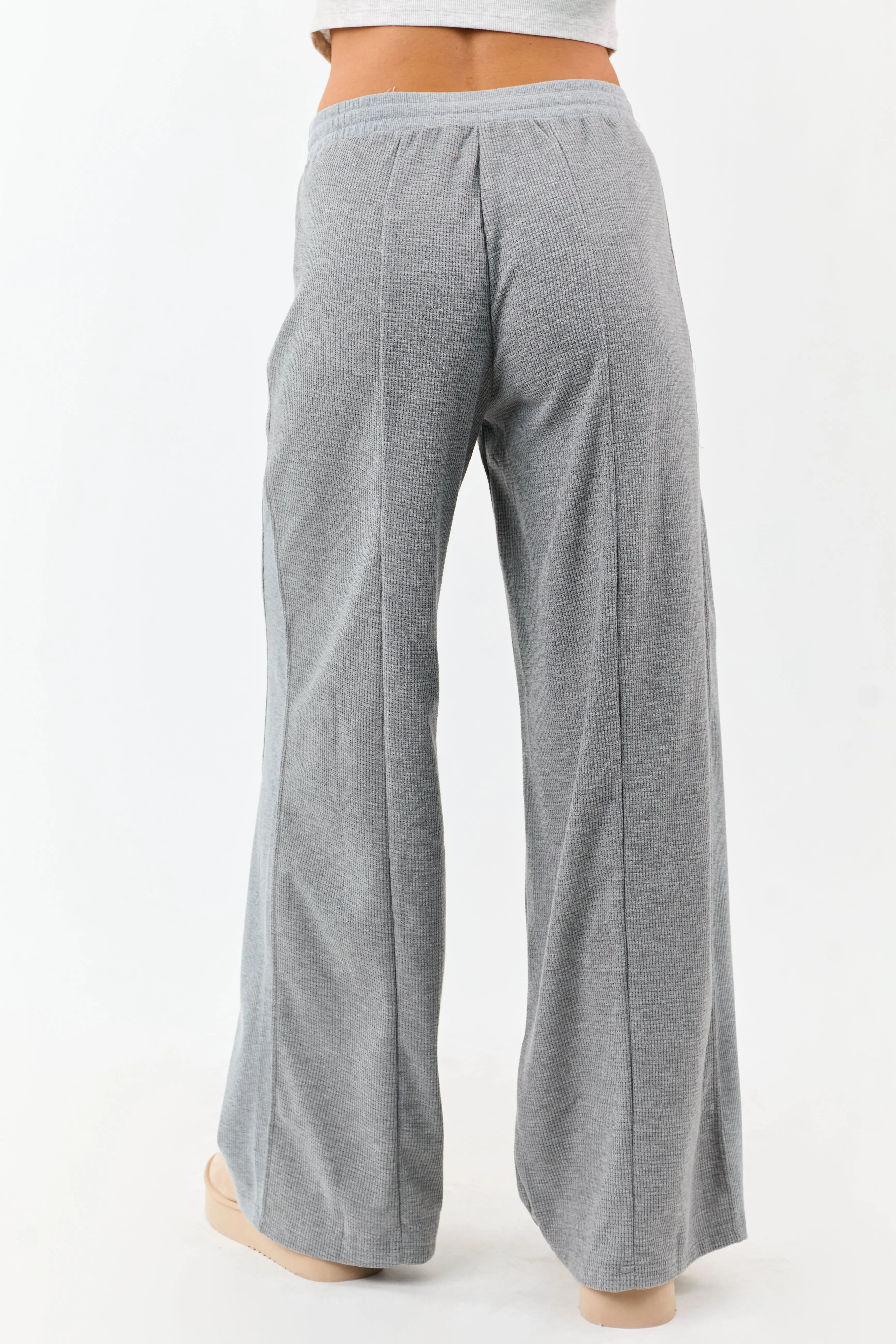 Steel Waffle Knit Wide Leg Drawstring Pants sold by Lime Lush product image thumbnail 4