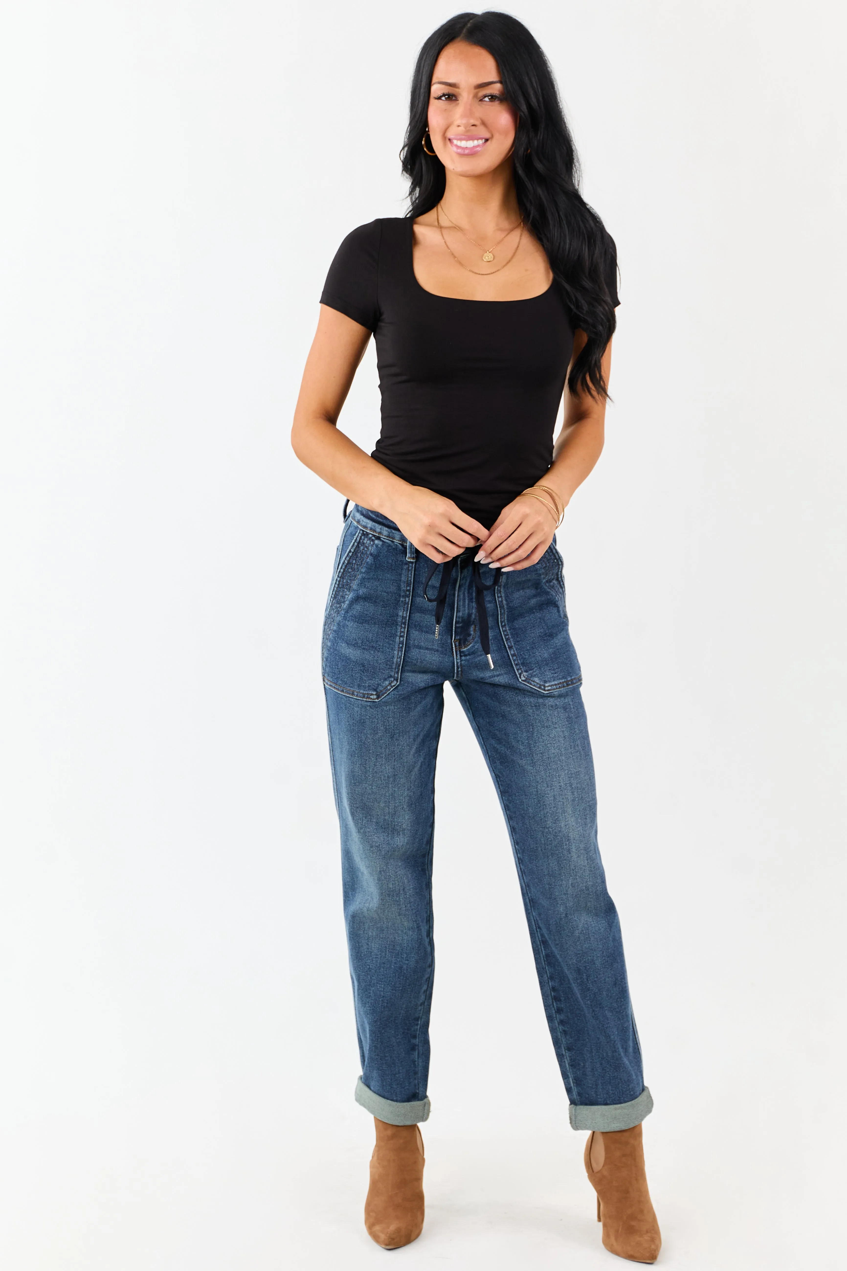 Black Soft Knit Double Layer Short Sleeve Fitted Top sold by Lime Lush product image thumbnail 2