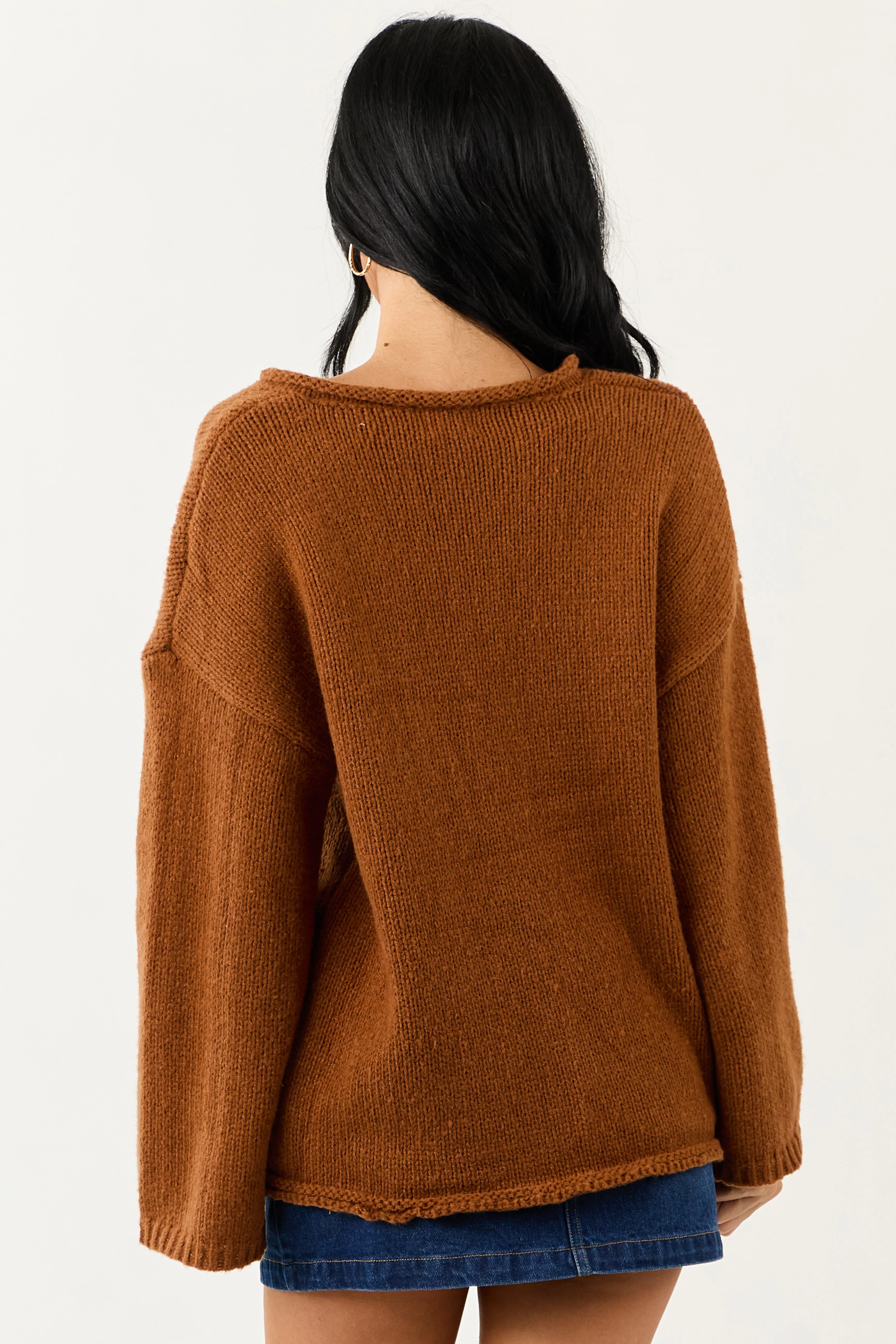 Lovelo Spice V Neck Long Sleeve Chunky Knit Sweater sold by Lime Lush product image thumbnail 5