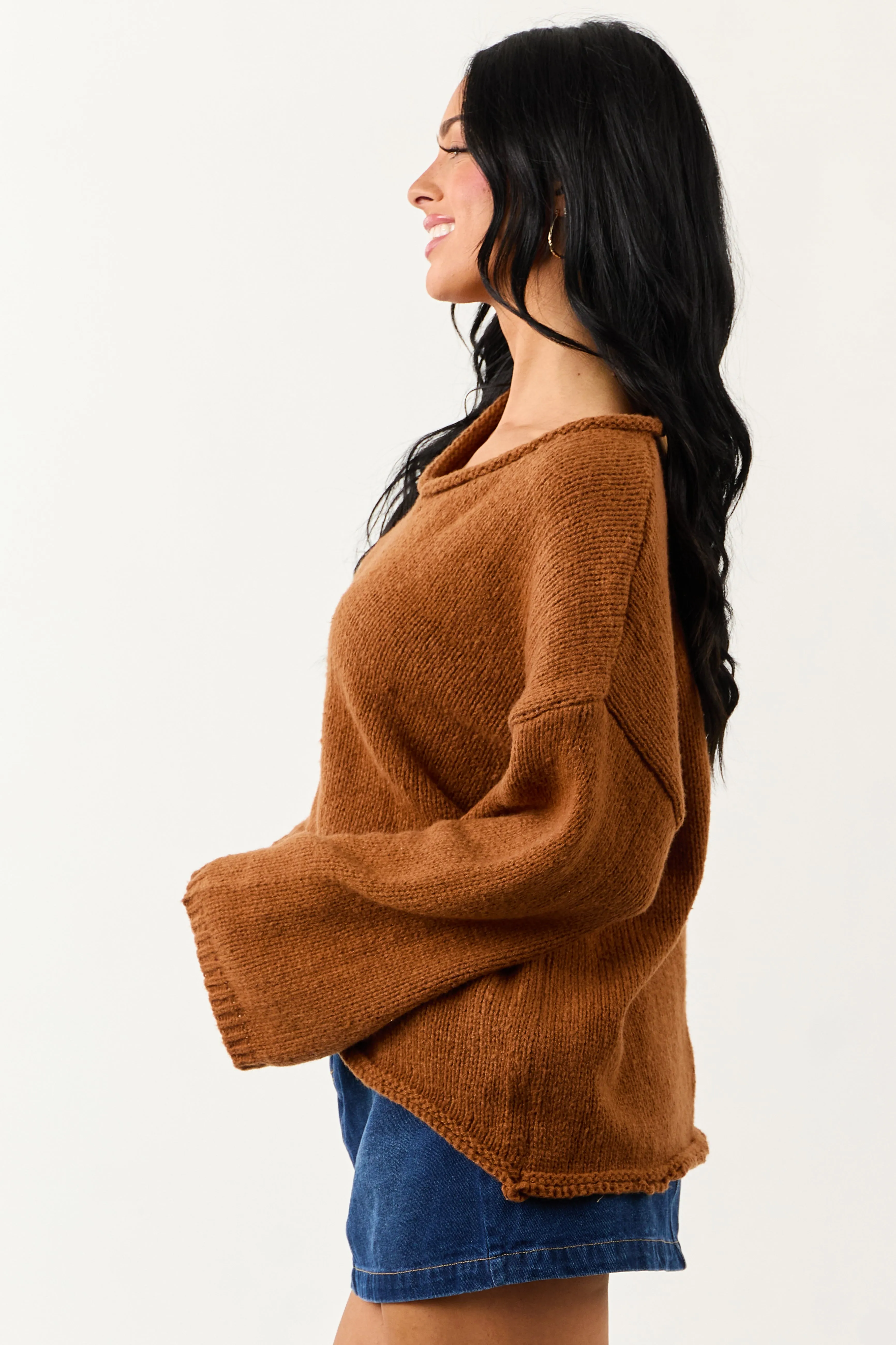 Lovelo Spice V Neck Long Sleeve Chunky Knit Sweater sold by Lime Lush product image thumbnail 4