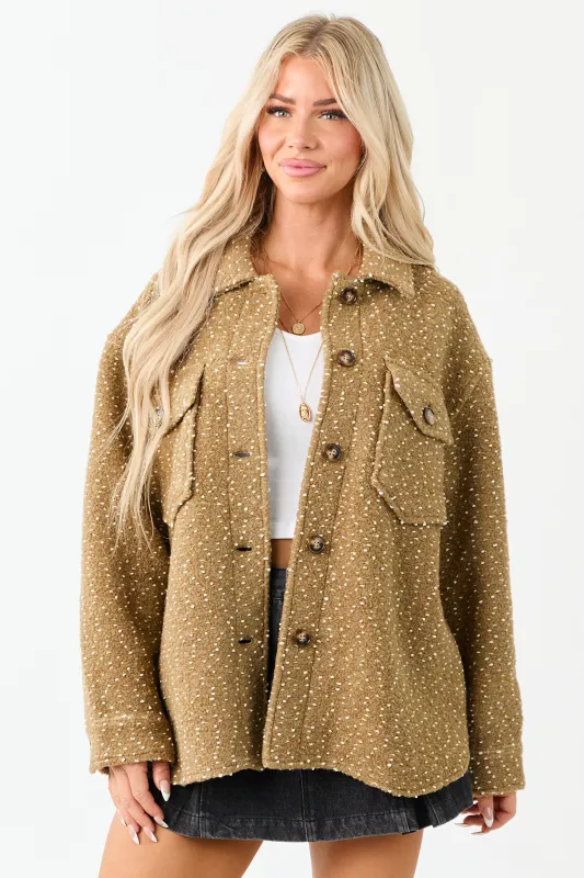 Lovelo Camel Textured Wool Blend Button Up Jacket sold by Lime Lush