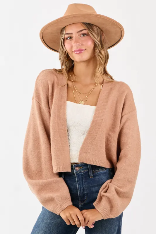Latte Open Front Rib Knit Sweater Cardigan sold by Lime Lush