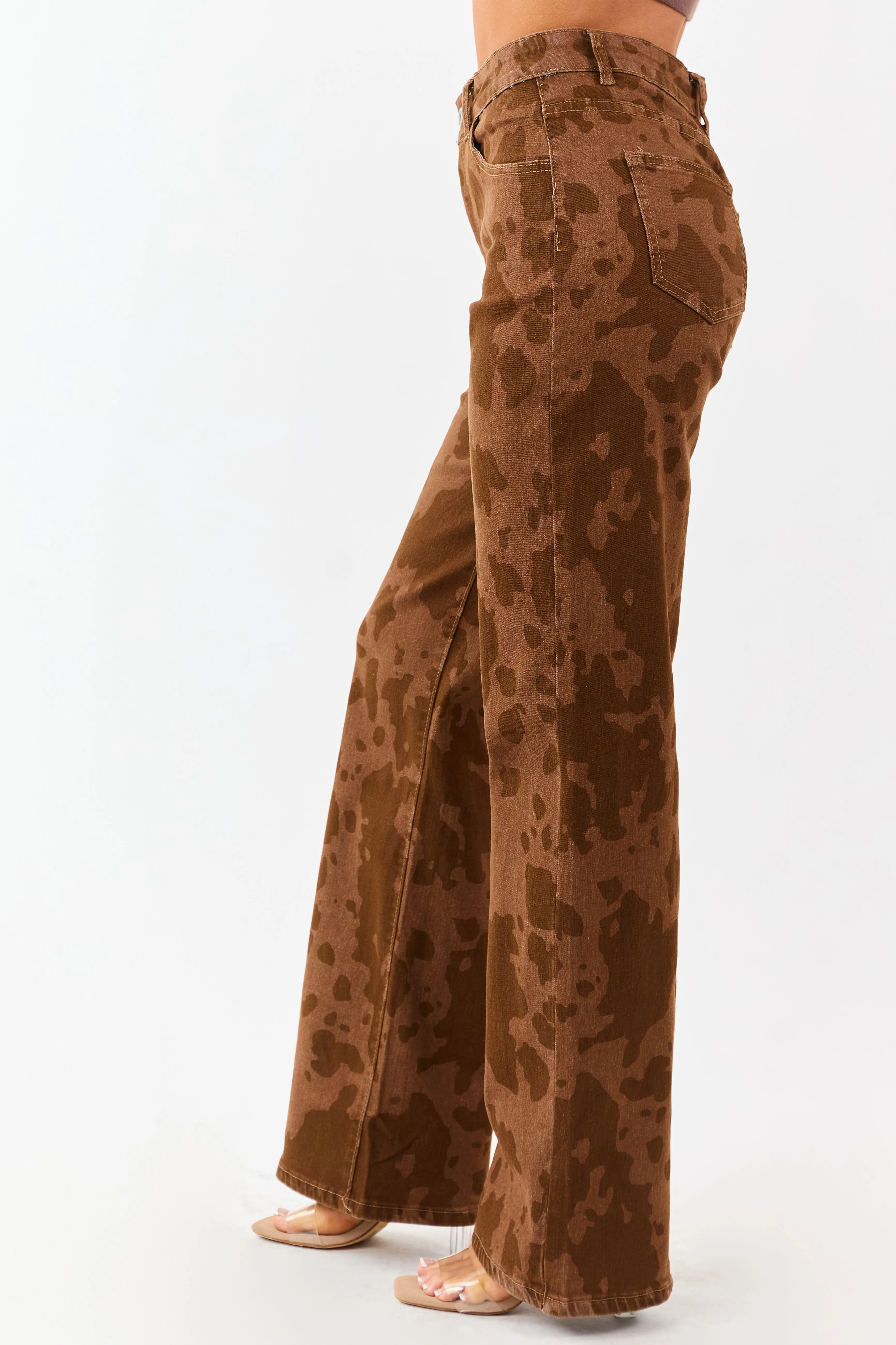 Sepia Cow Print Stretchy Straight Leg Jeans sold by Lime Lush product image thumbnail 3