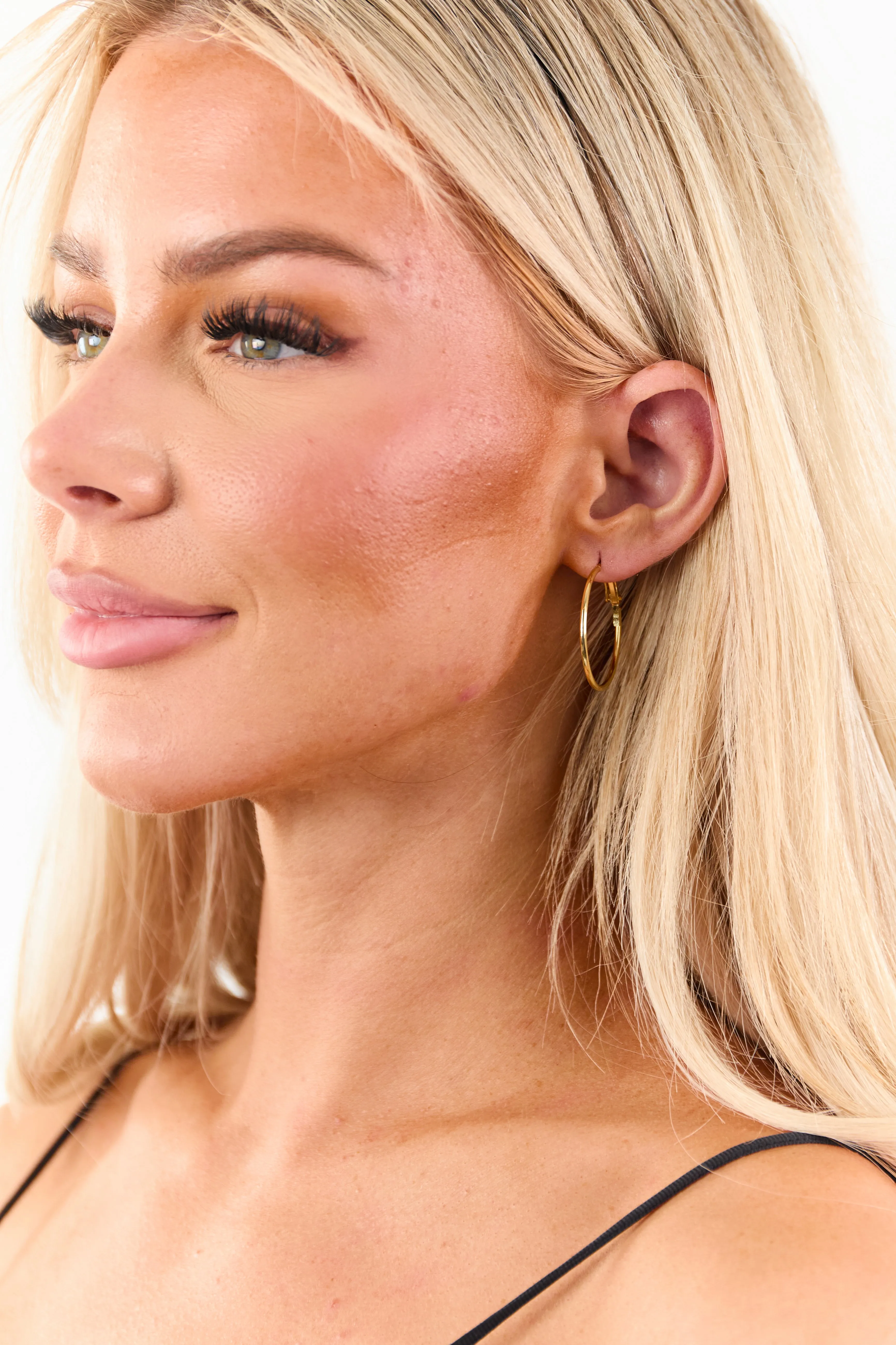 Gold Latch Back Hoop Earrings sold by Lime Lush product image thumbnail 2