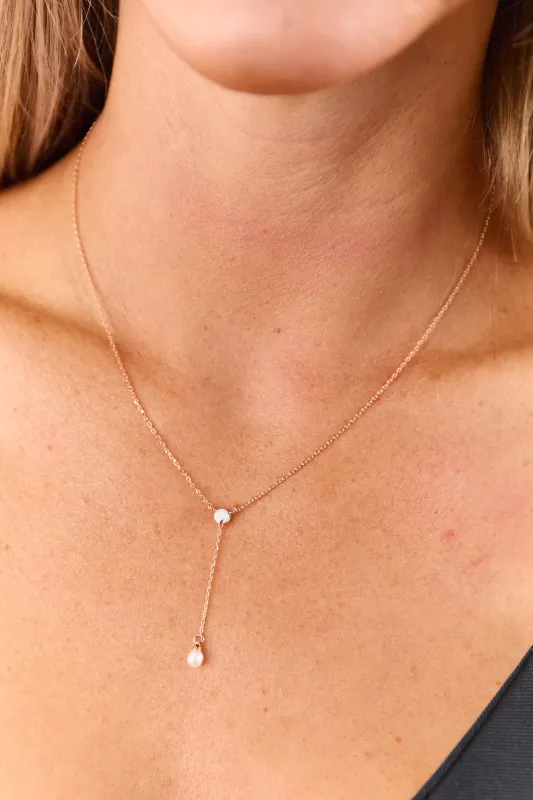 Rose Gold Metallic Dipped Teardrop Necklace sold by Lime Lush