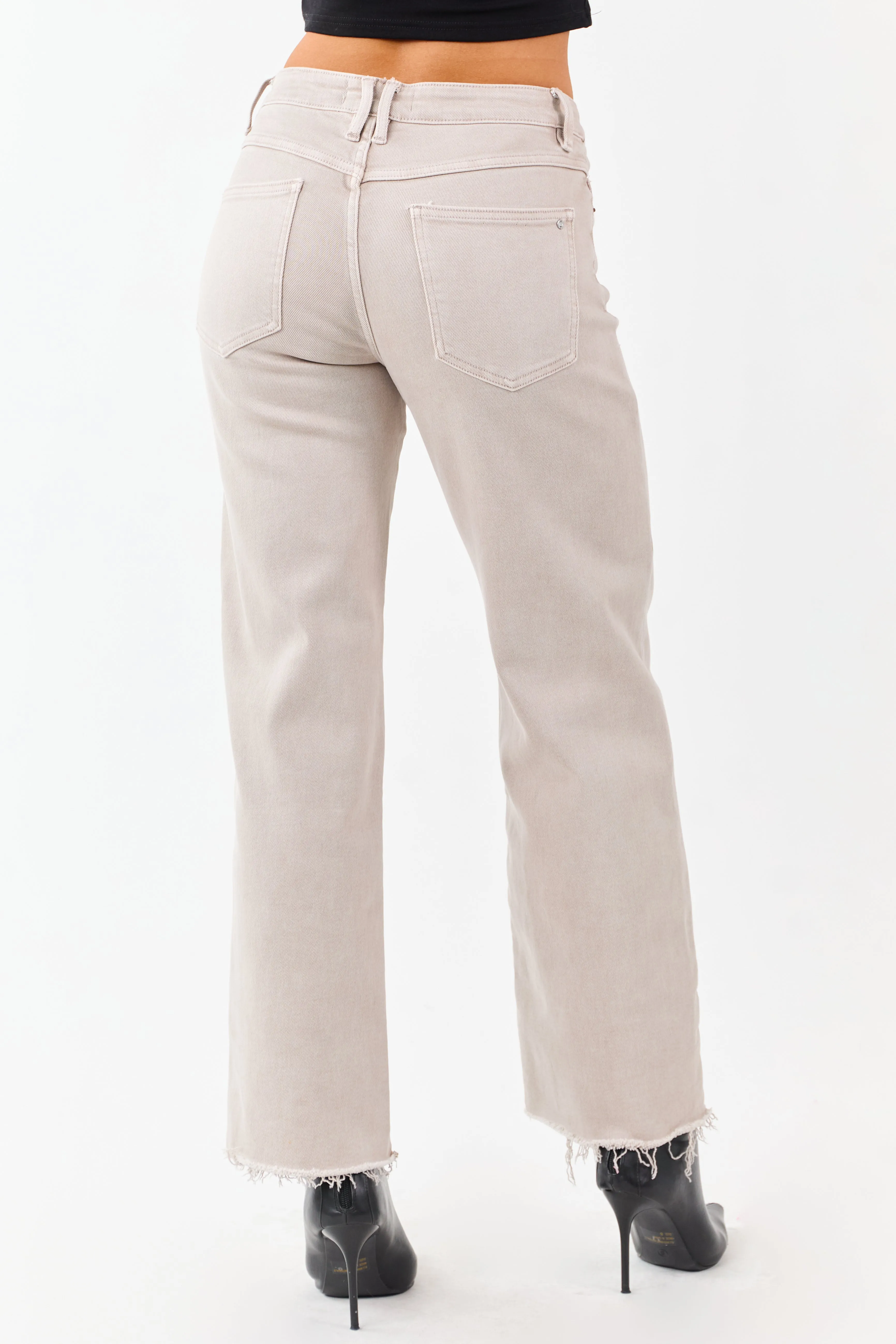 Mica Denim Almond Raw Hem Stretchy Straight Jeans sold by Lime Lush product image thumbnail 4