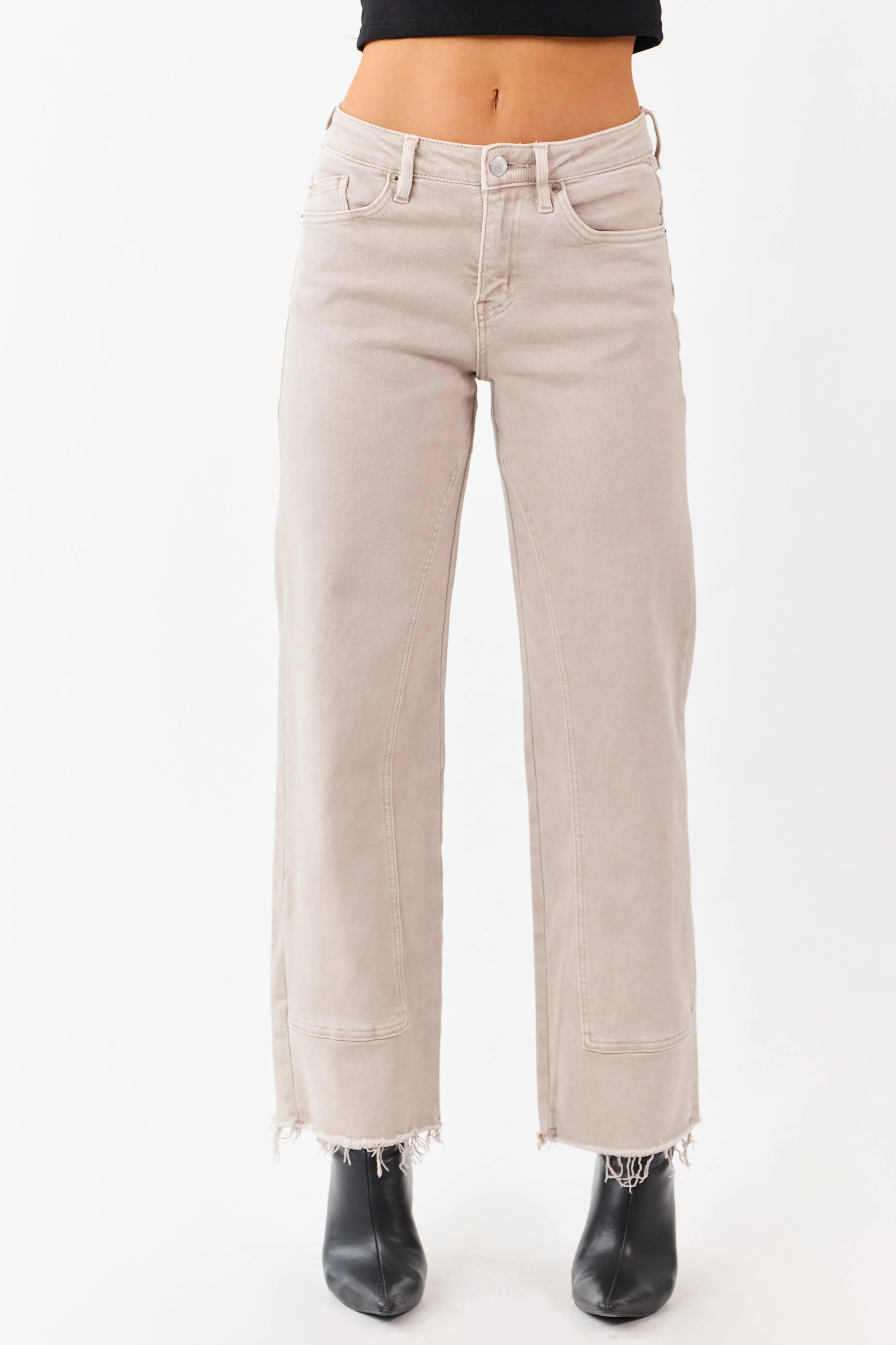 Mica Denim Almond Raw Hem Stretchy Straight Jeans sold by Lime Lush