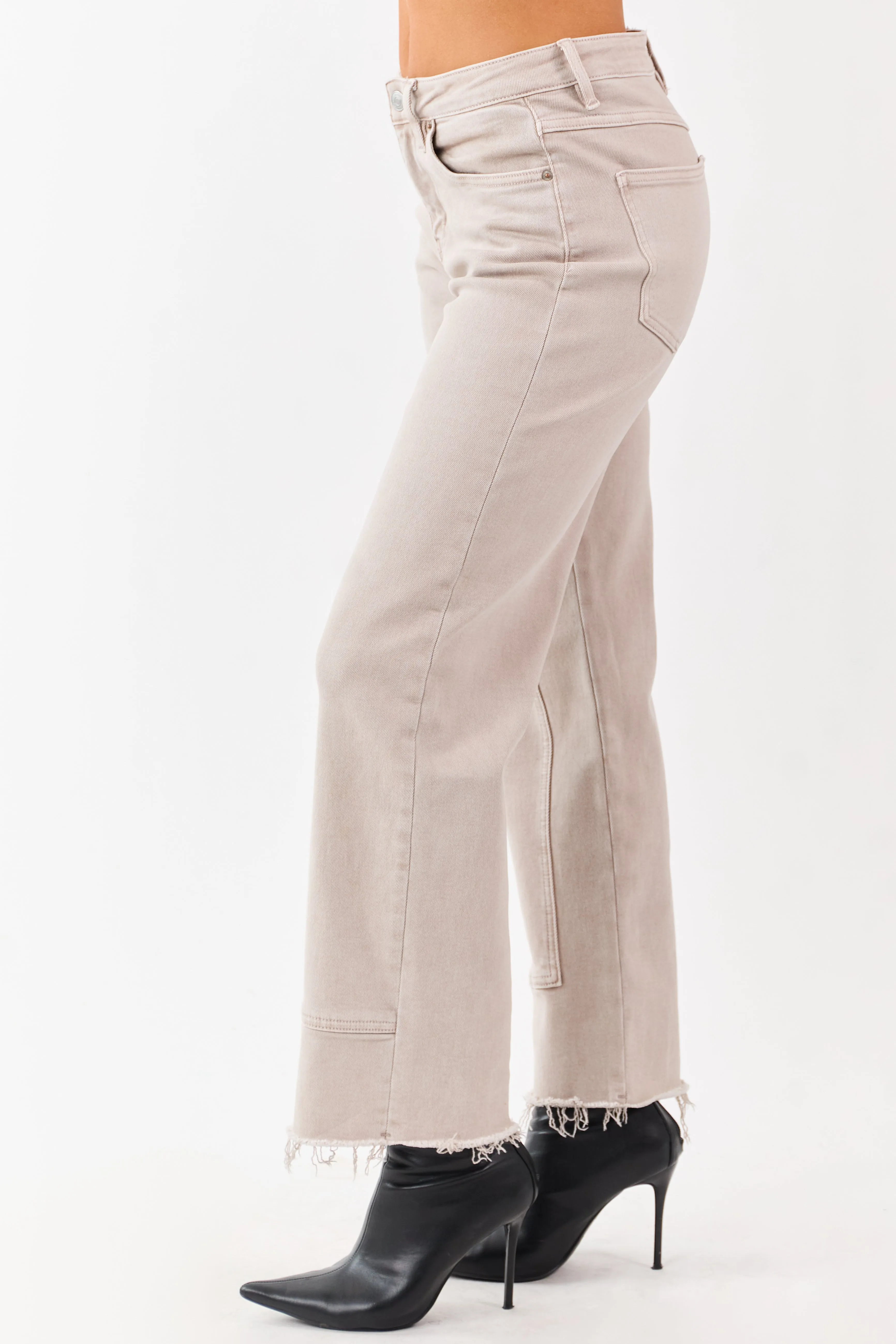 Mica Denim Almond Raw Hem Stretchy Straight Jeans sold by Lime Lush product image thumbnail 3