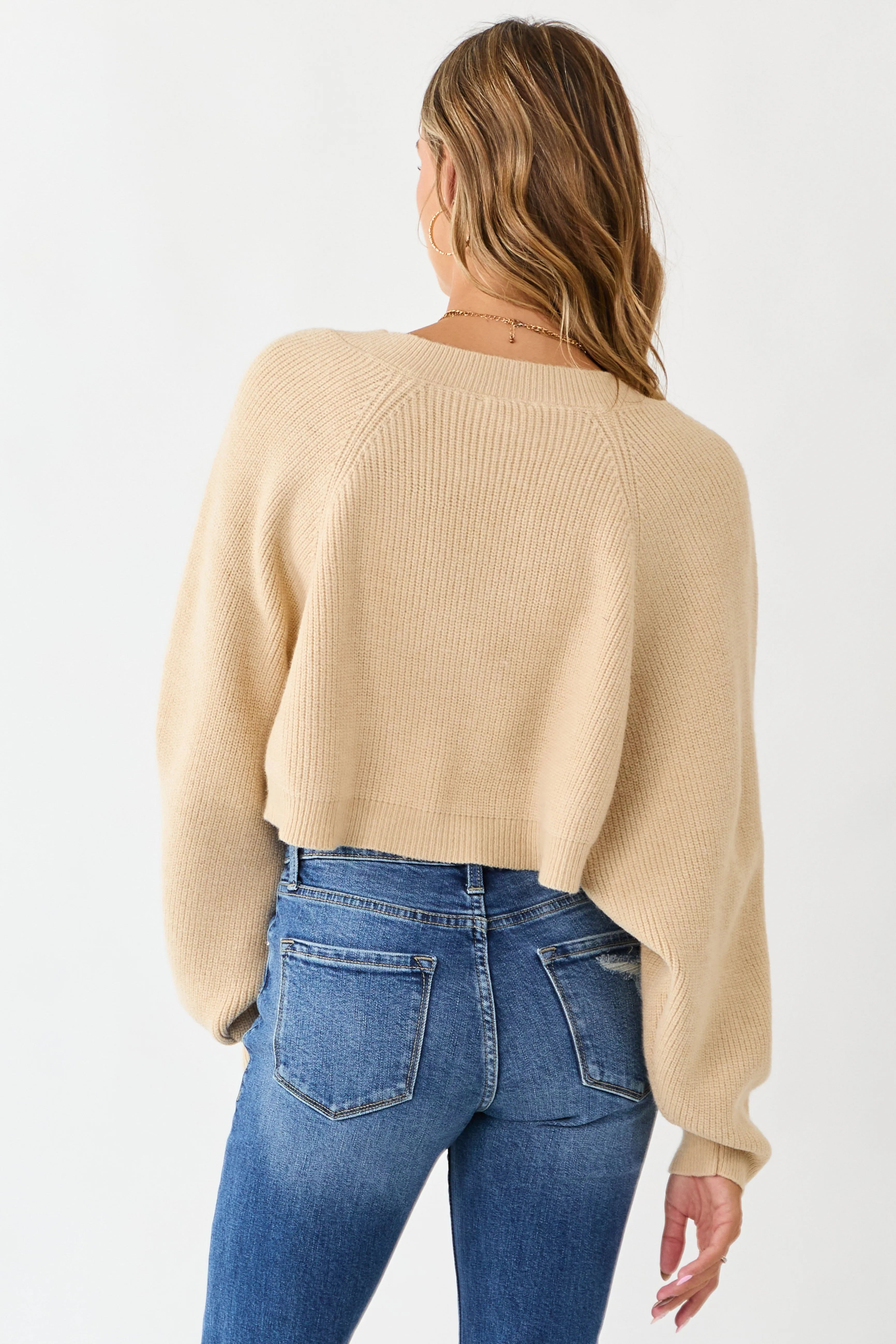 Sand Rib Knit Dolman Sleeve Bolero Shrug Crop Cardigan sold by Lime Lush product image thumbnail 5